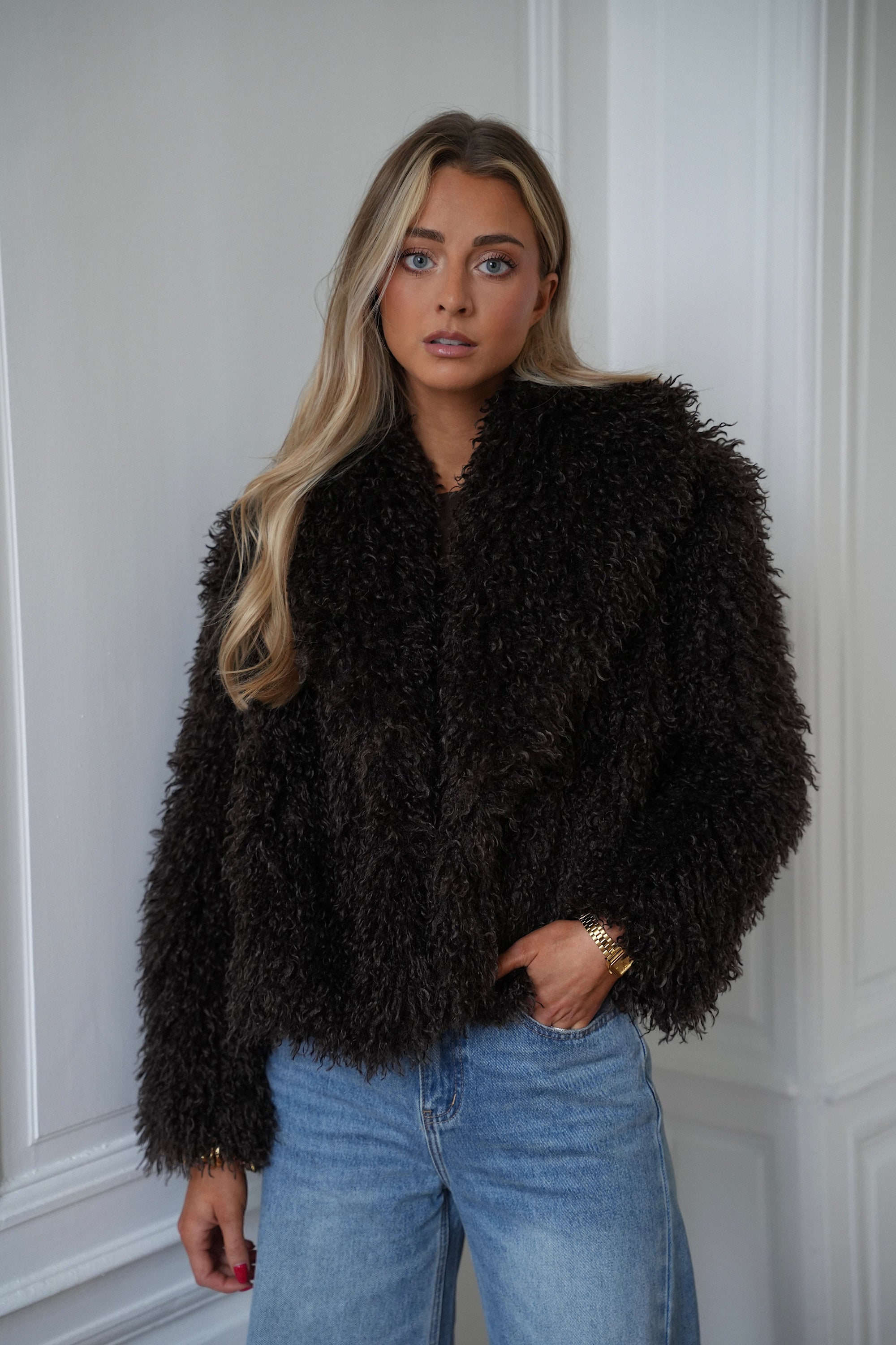 Soanne chocolat - Manteau fourrure