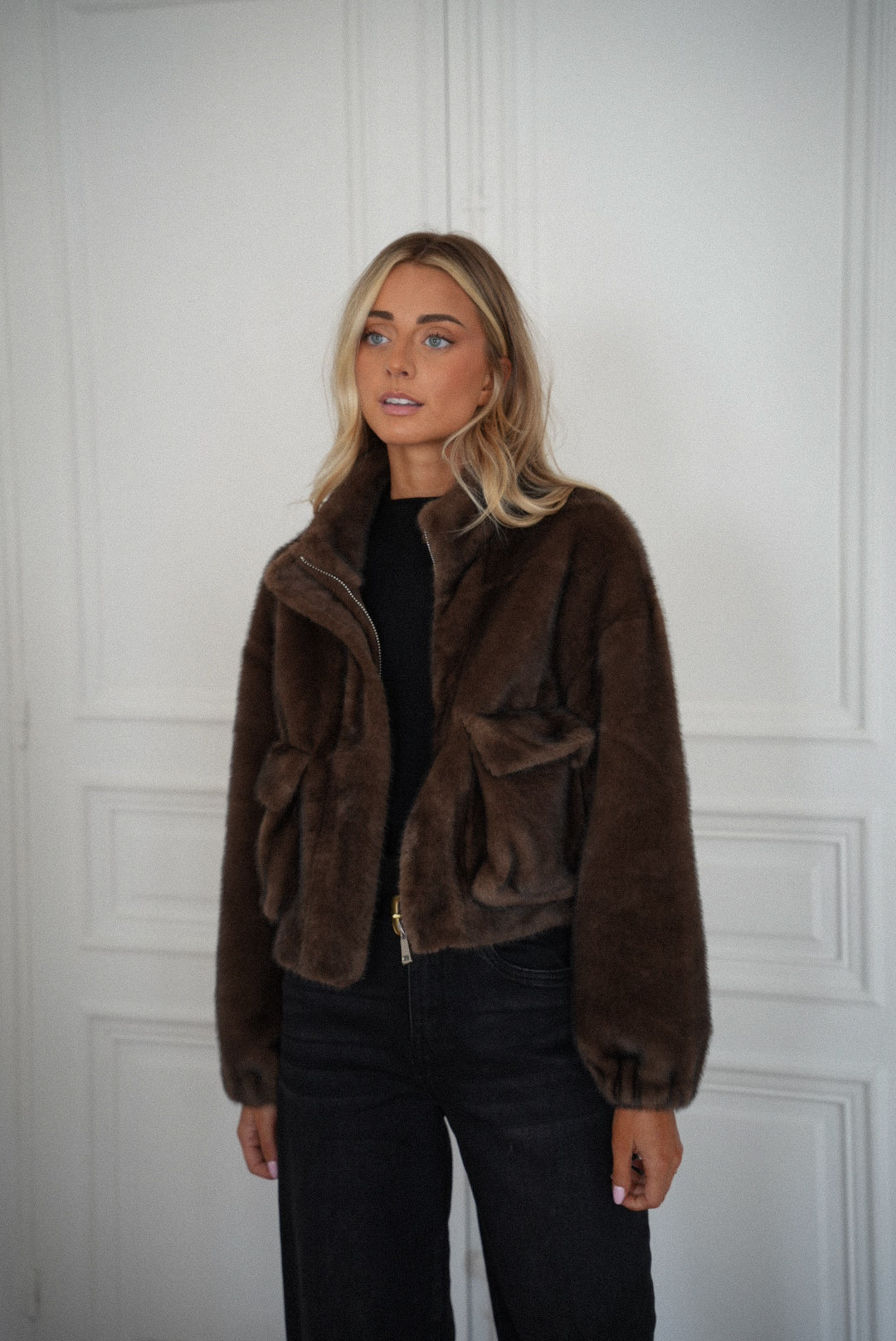 Maelle chocolat - Manteau fourrure