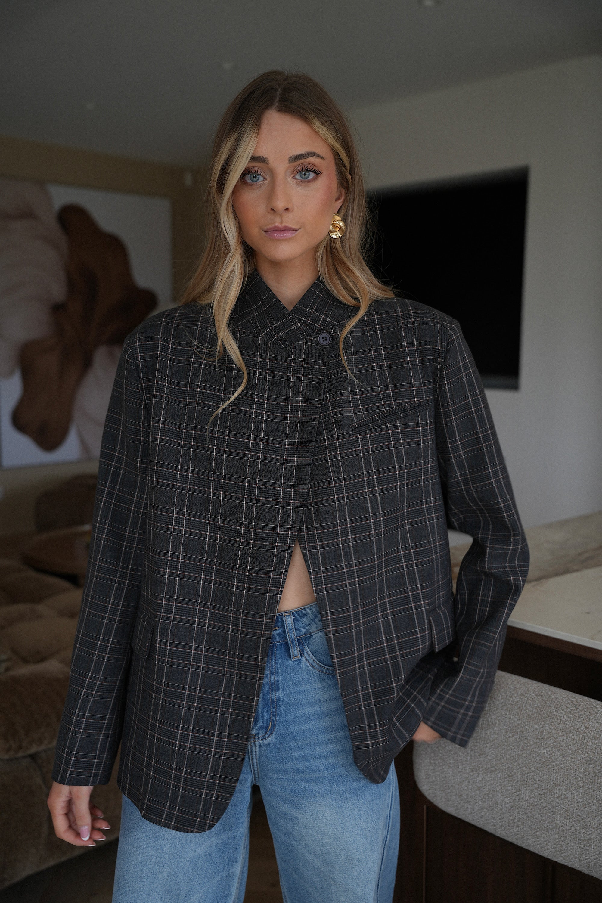 Loane gris - Blazer asymétrique