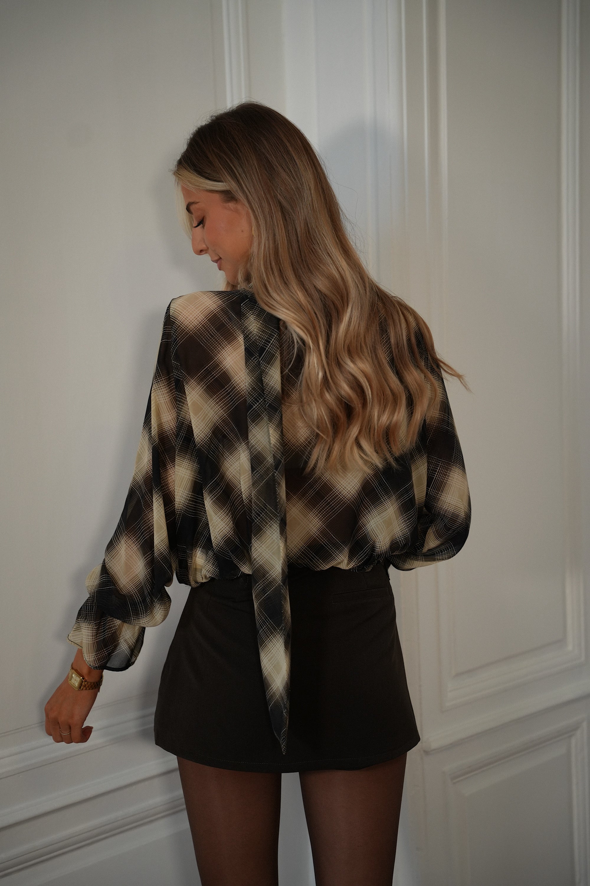 Sella beige - Blouse à carreaux