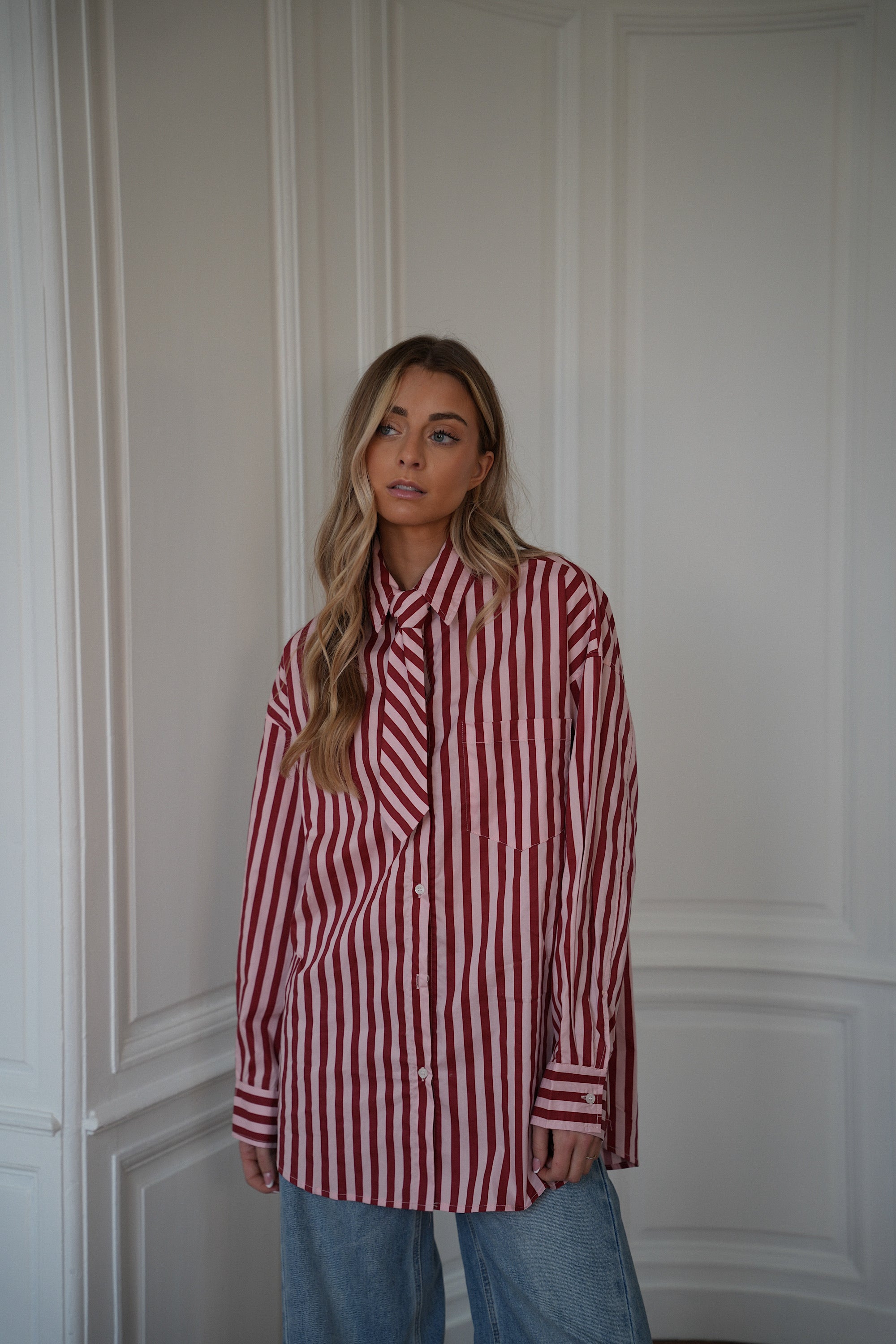 Bertille rose - Chemise cravate