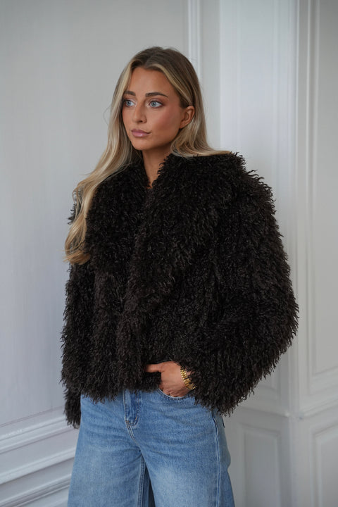 Soanne chocolat - Manteau fourrure