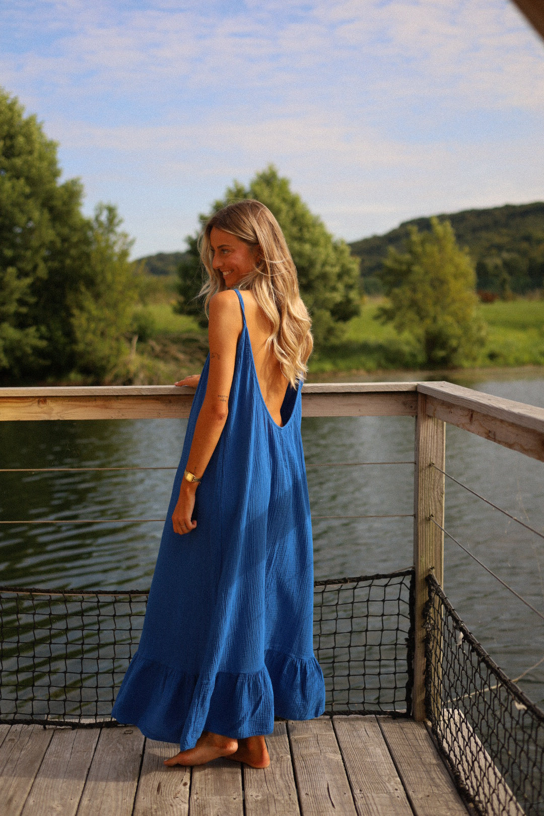 Alissia bleue - Robe gaze de coton