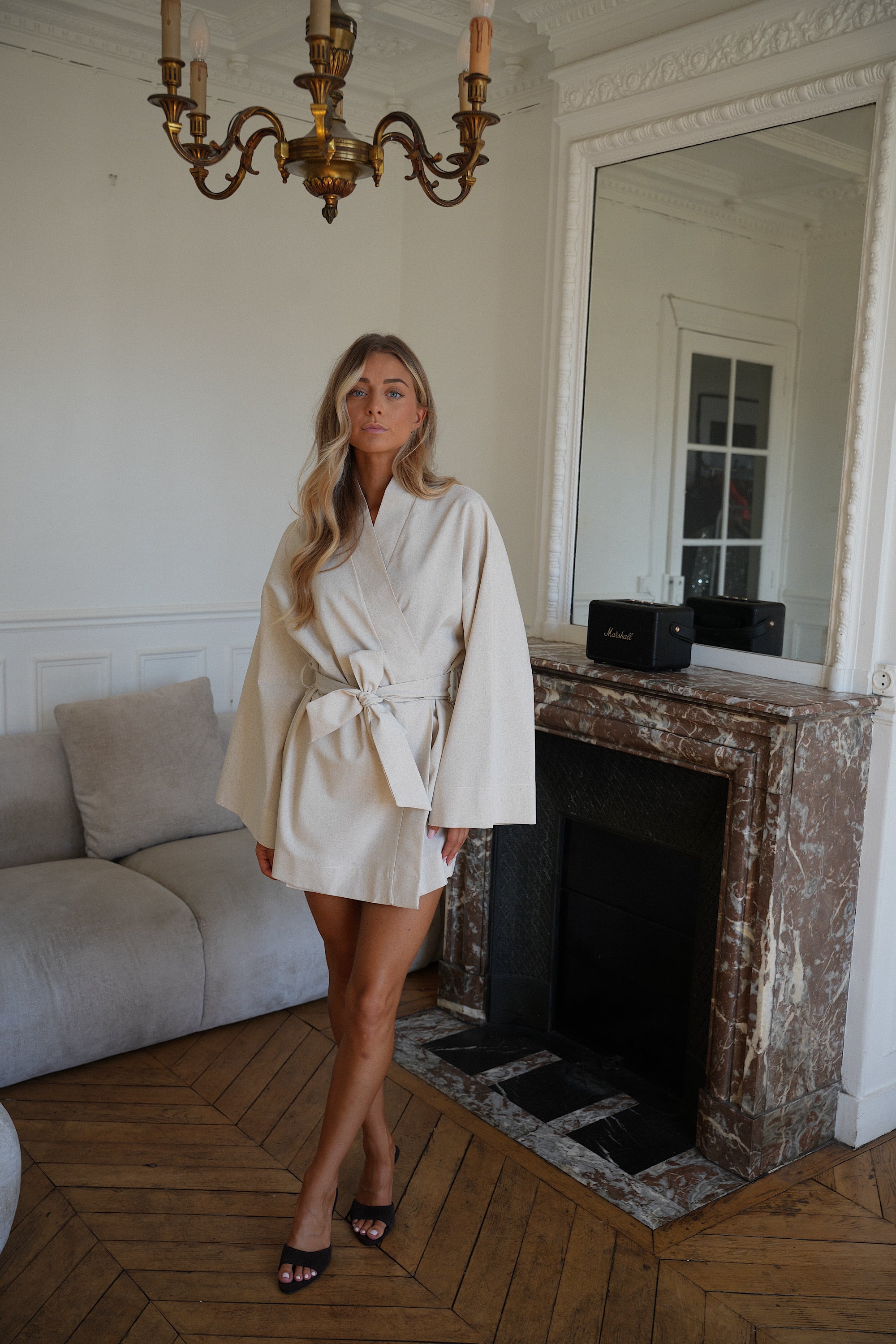 Marcy beige - Robe cache cœur