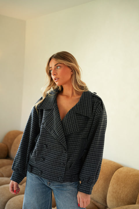 Bloom marine - Veste à carreaux