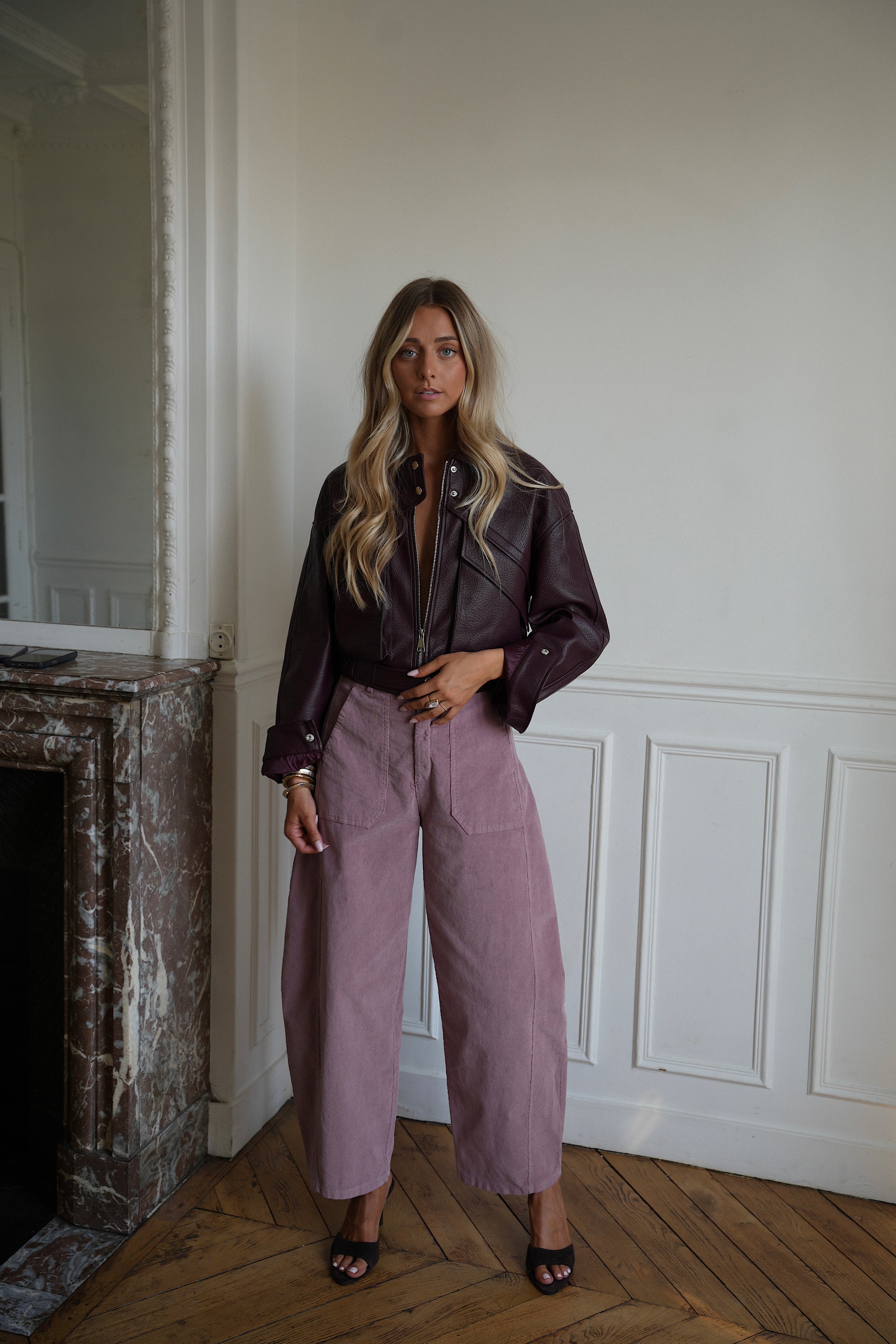 Soly prune - Veste en similicuir