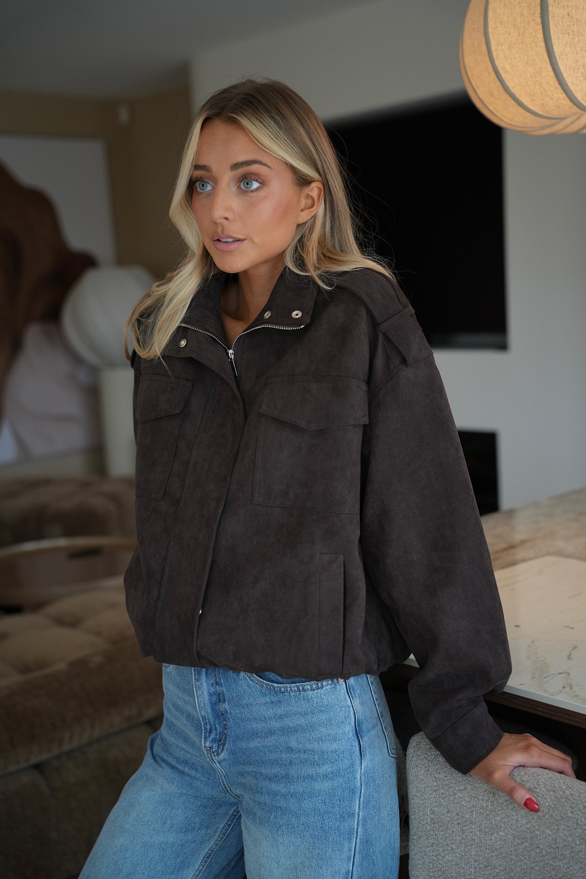 Maylan chocolat - Veste suédée