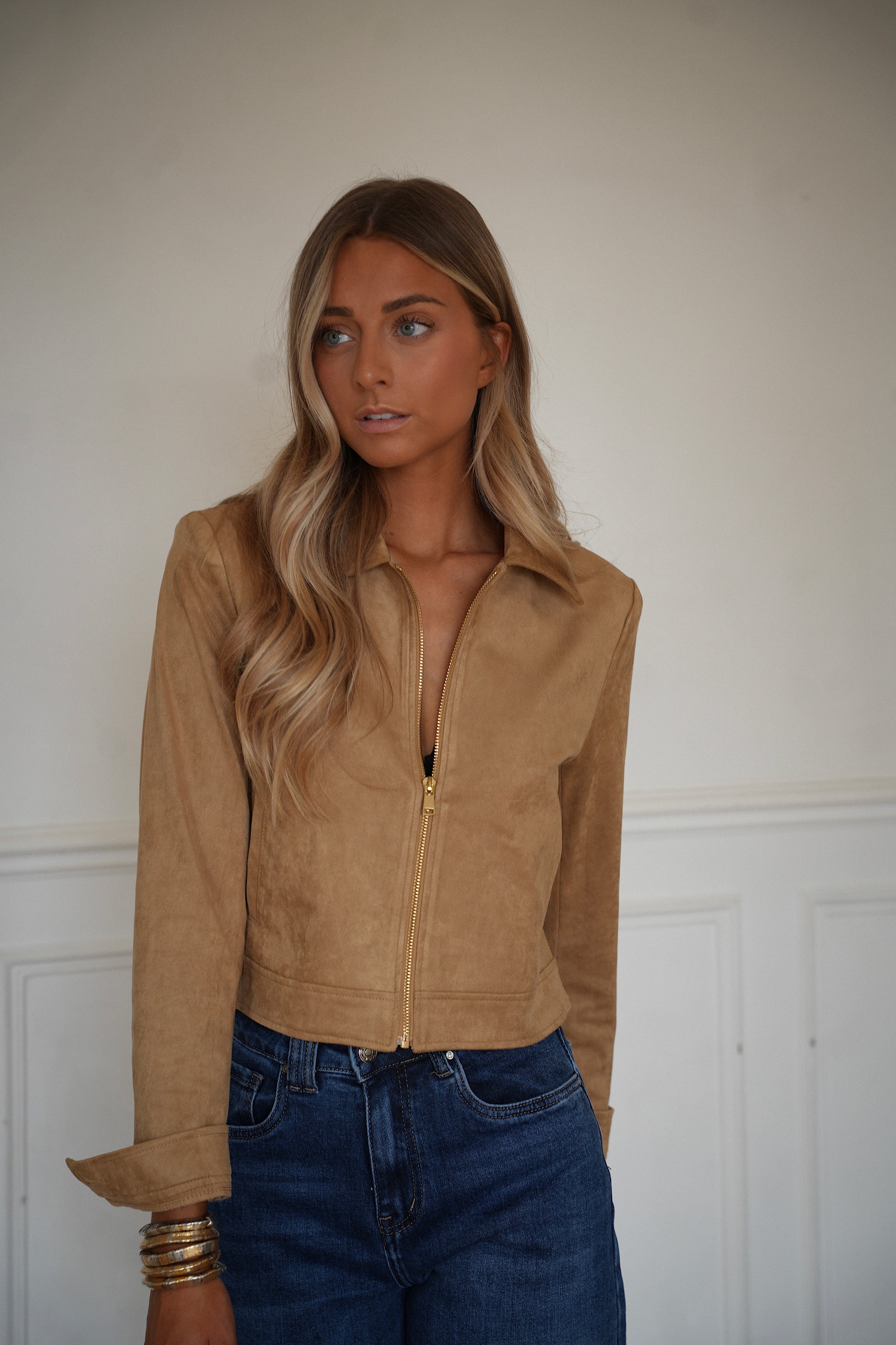 Ermione camel - Veste suédée
