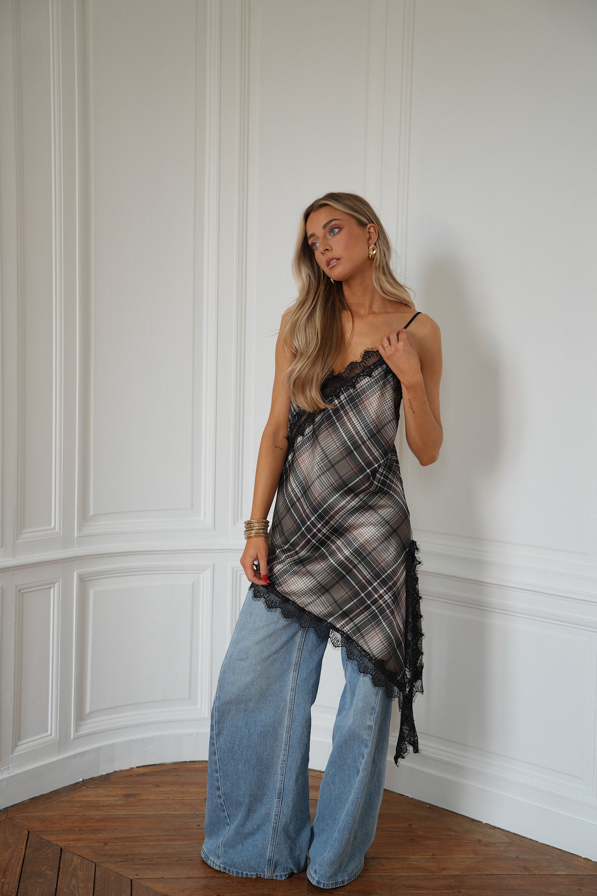 Lidia beige - Top asymétrique long