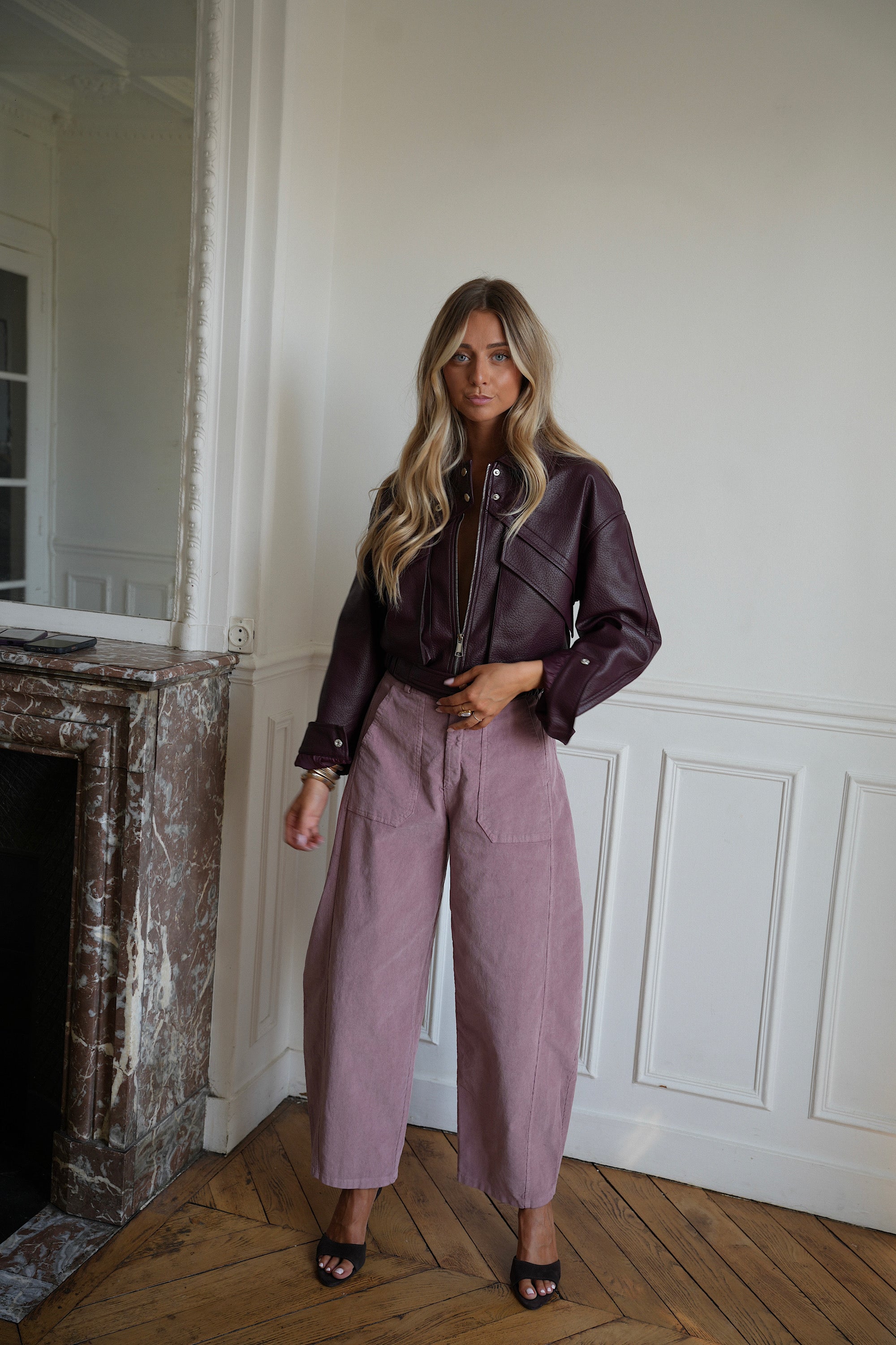 Soly prune - Veste en similicuir