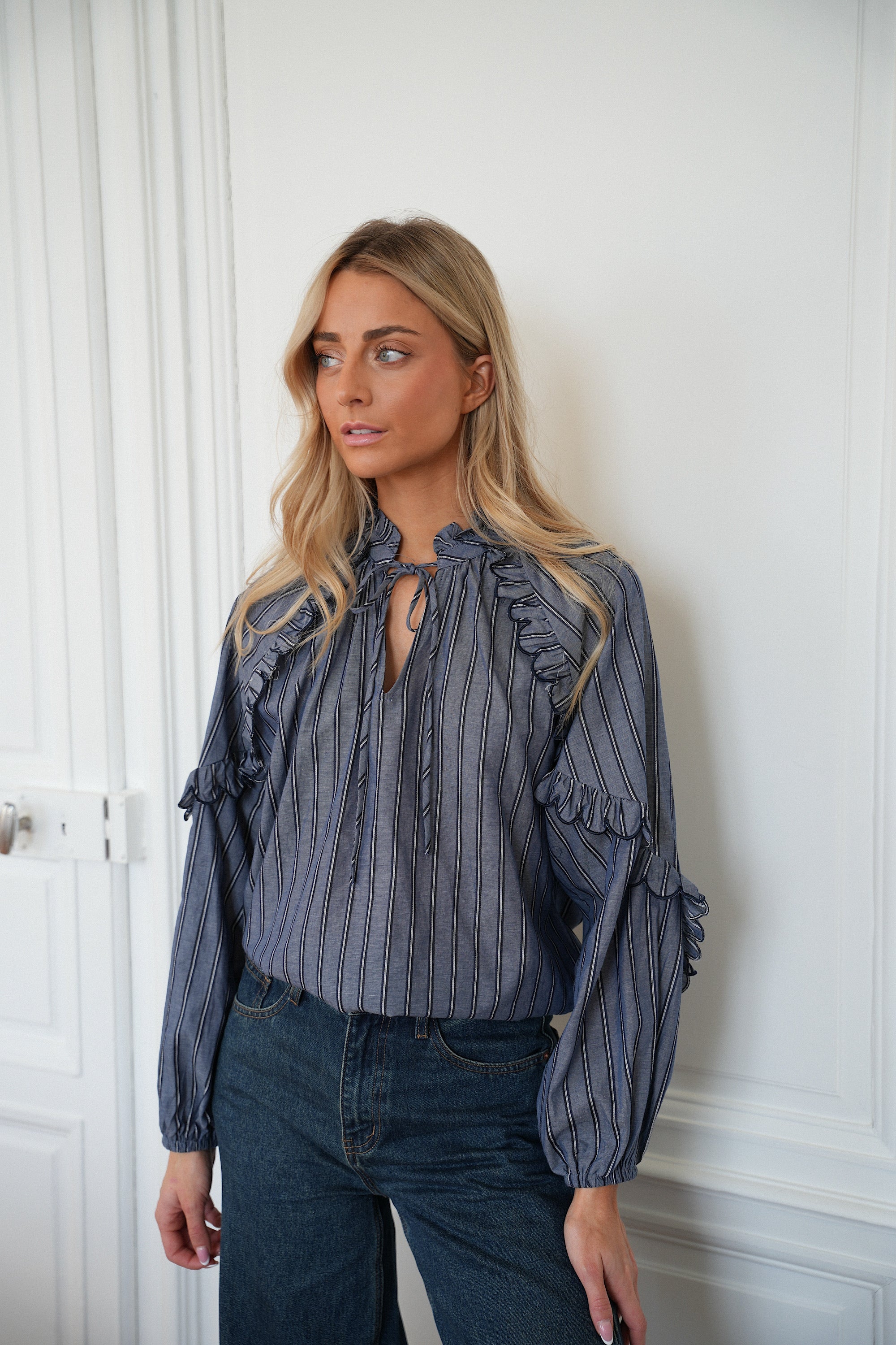 Loannie marine - Blouse rayée