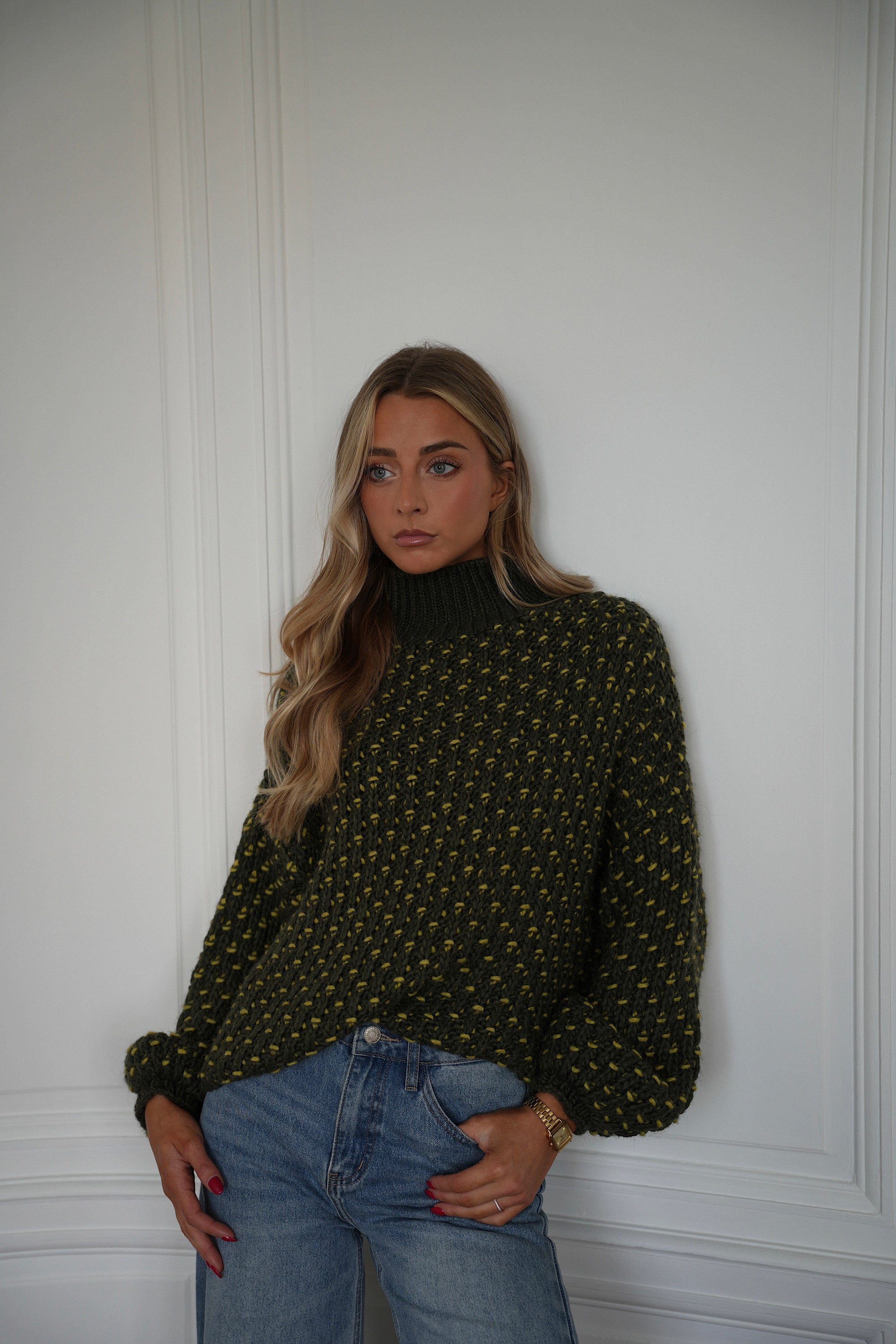 Miky vert - Pull col montant