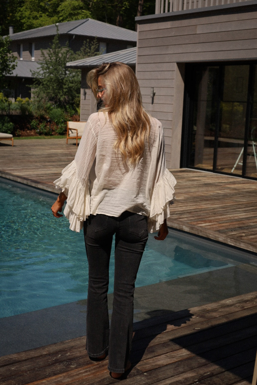 Roman écrue - Blouse volantée