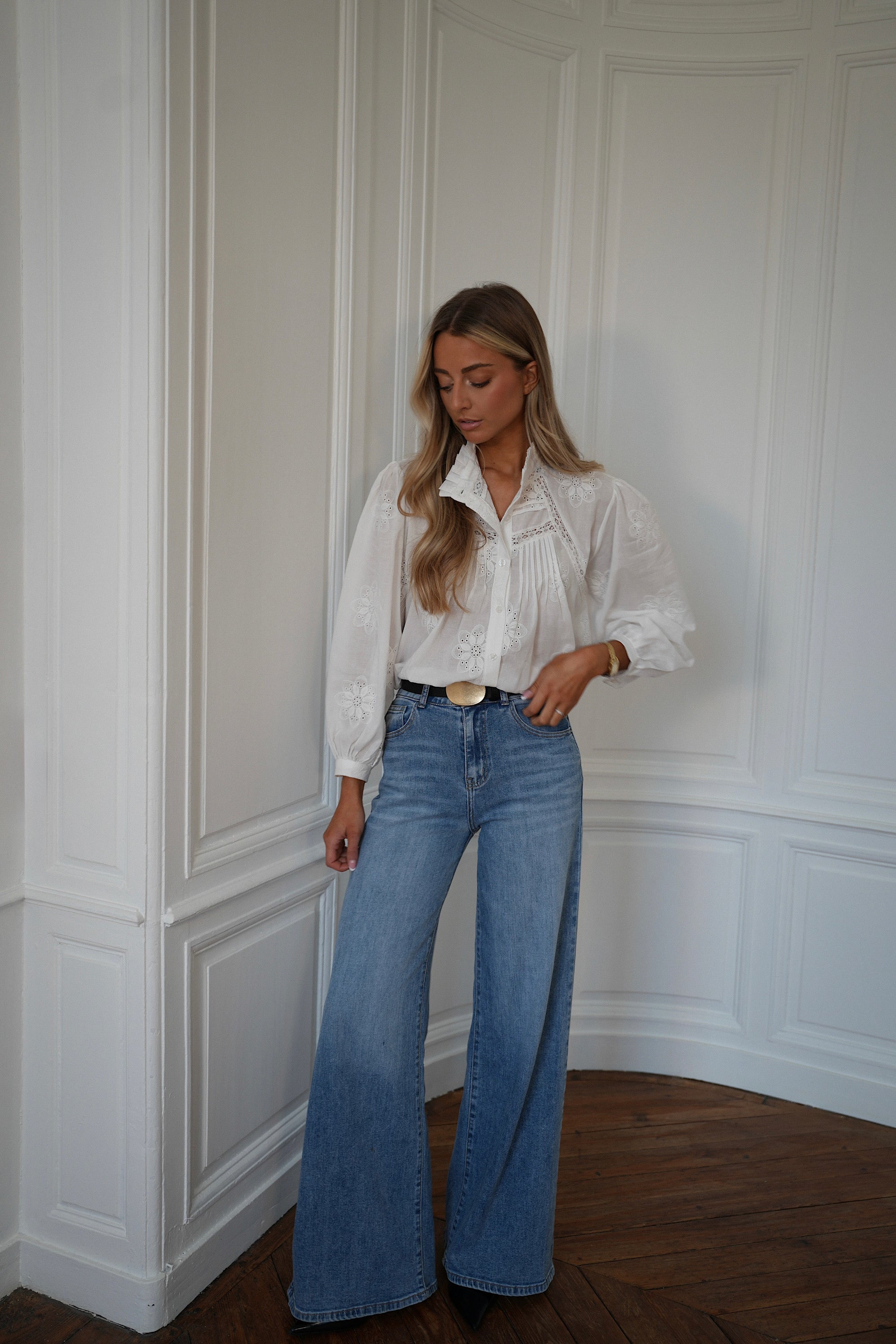 Safia blanche - Blouse brodée