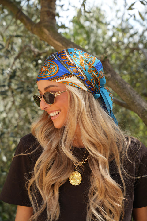 Serena bleu - Foulard imprimé