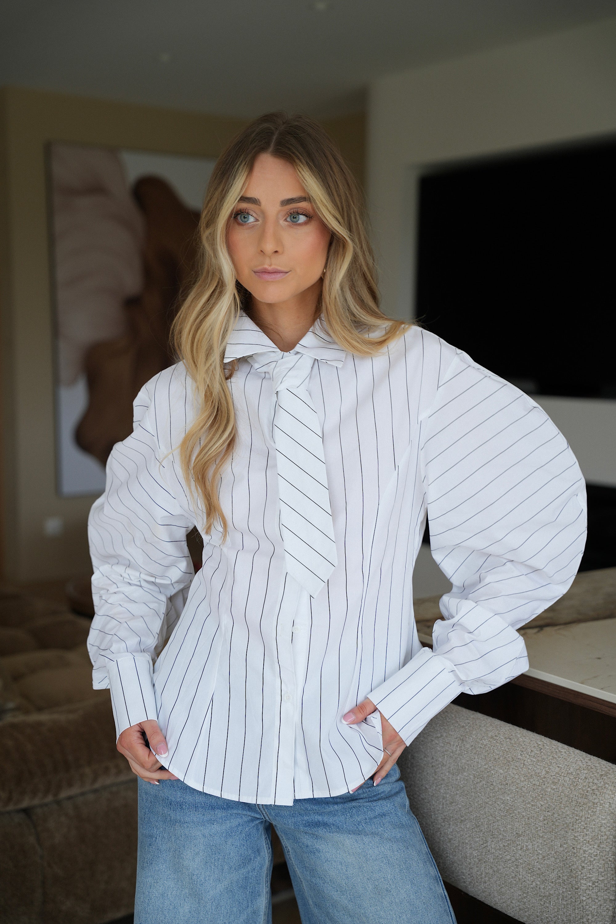 Frany blanche - Chemise cravate