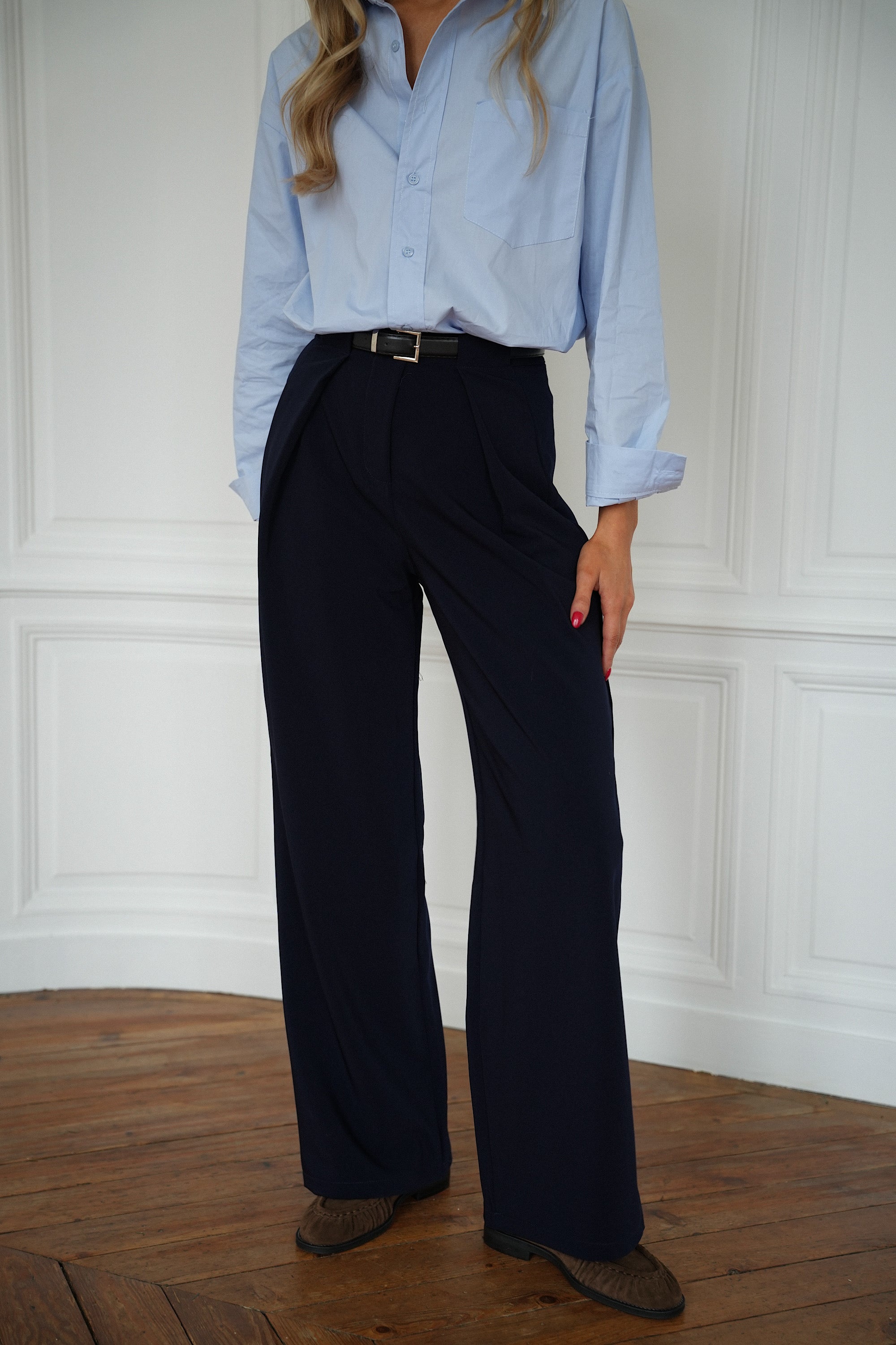 Sandro marine - Pantalon droit