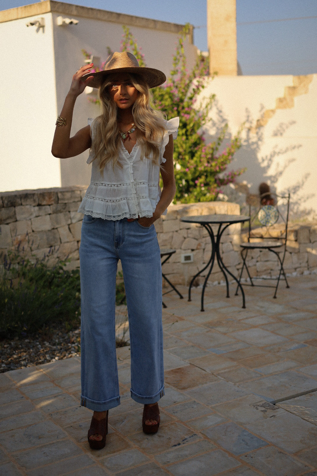 Conny blanche - Blouse brodée