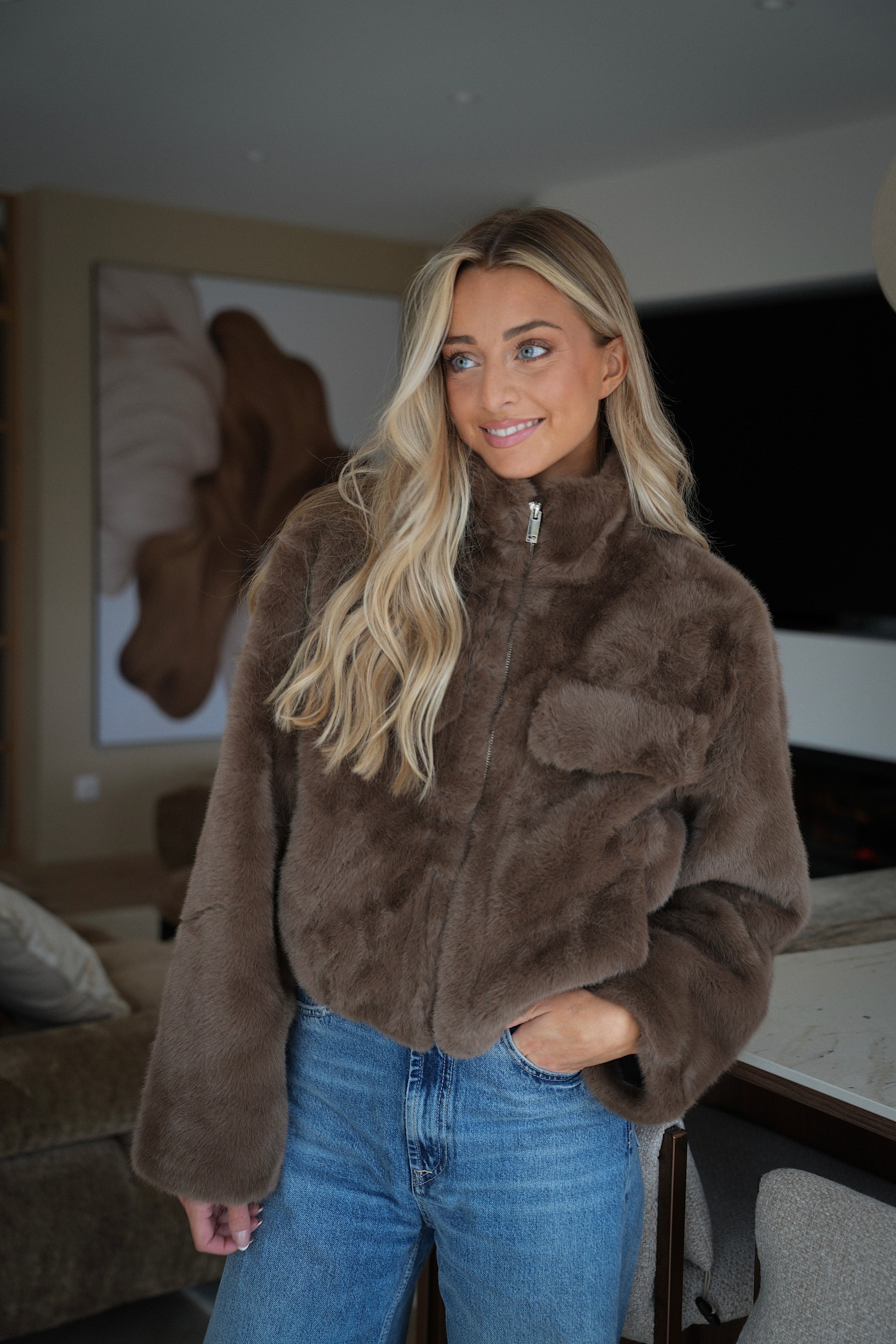 Jack chocolat - Veste fausse fourrure