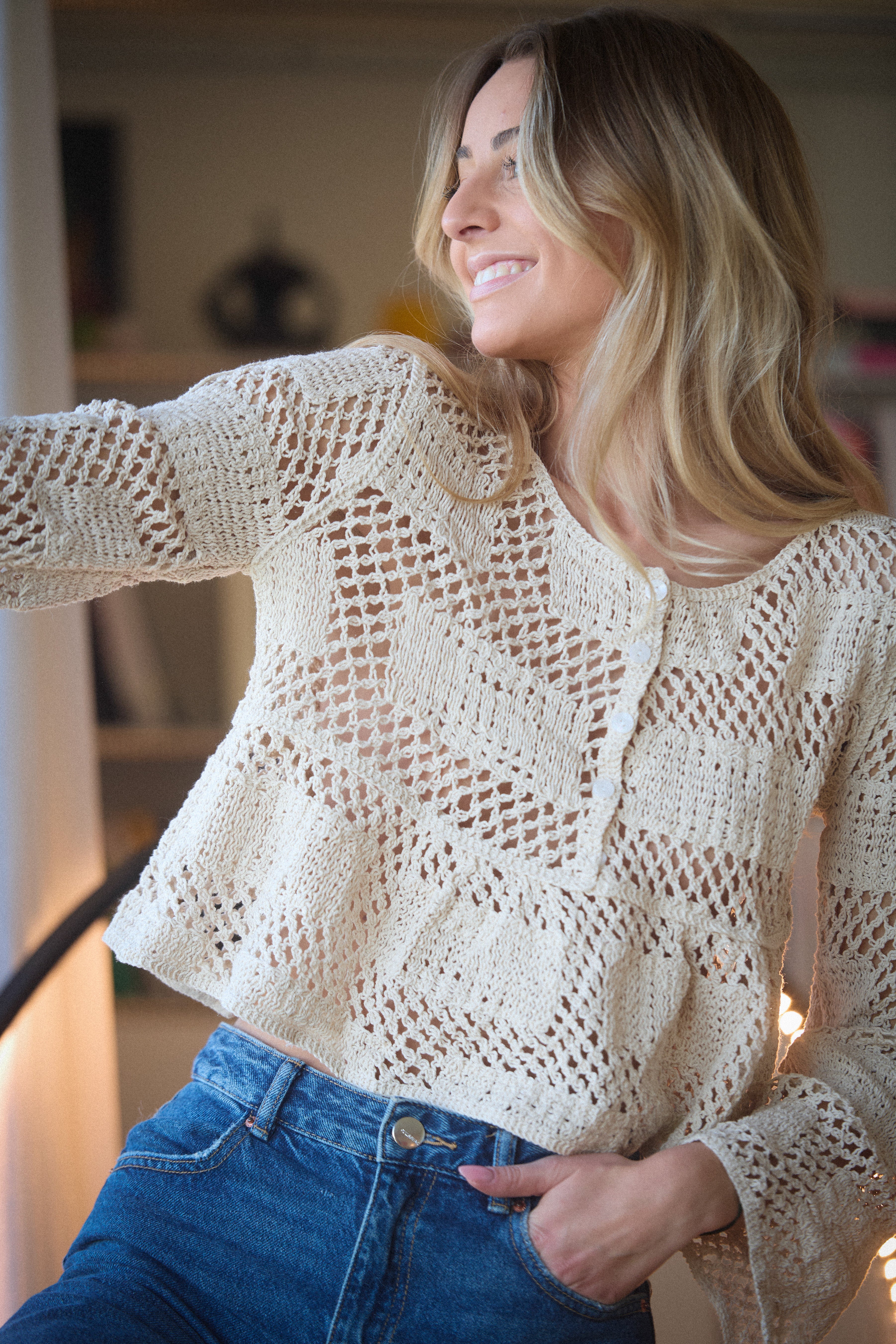 Nolan beige - Blouse crochet