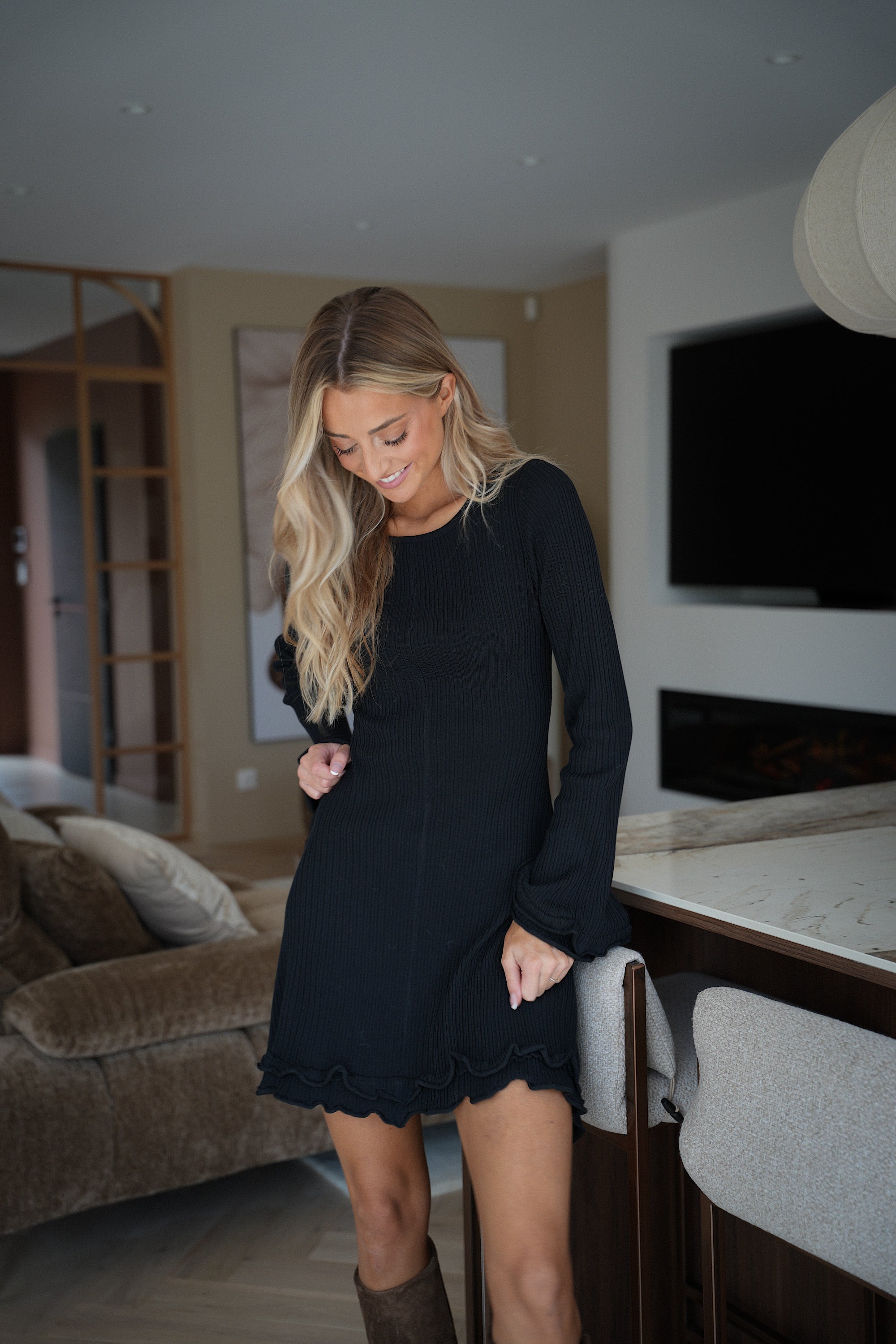 Madie noire - Robe en maille