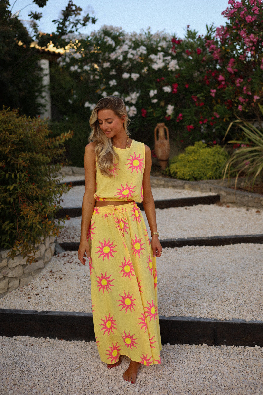 Solena jaune - Ensemble gaze de coton