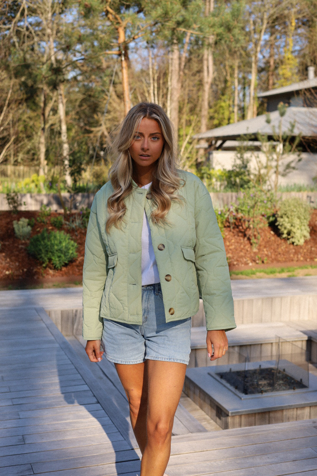 Charline vert d’eau - Veste matelassée