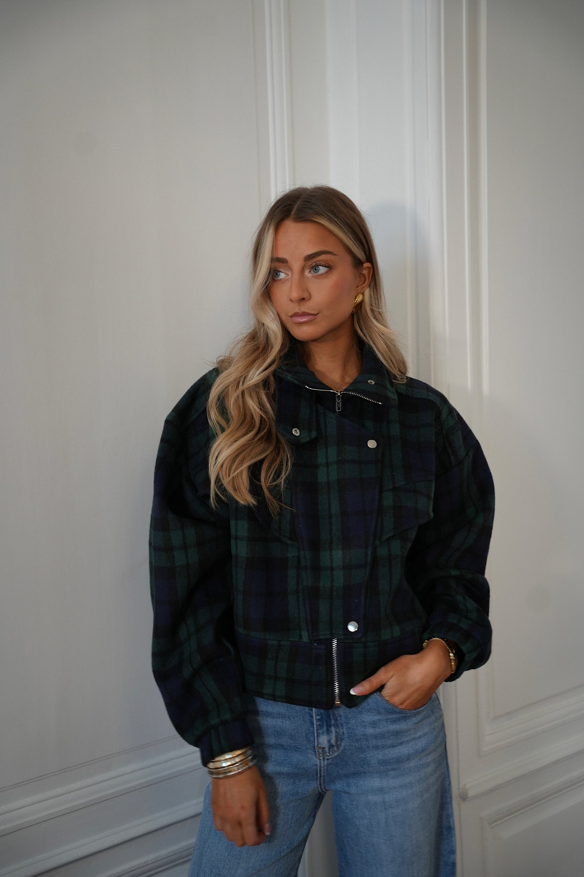 Riana bleue - Veste à carreaux