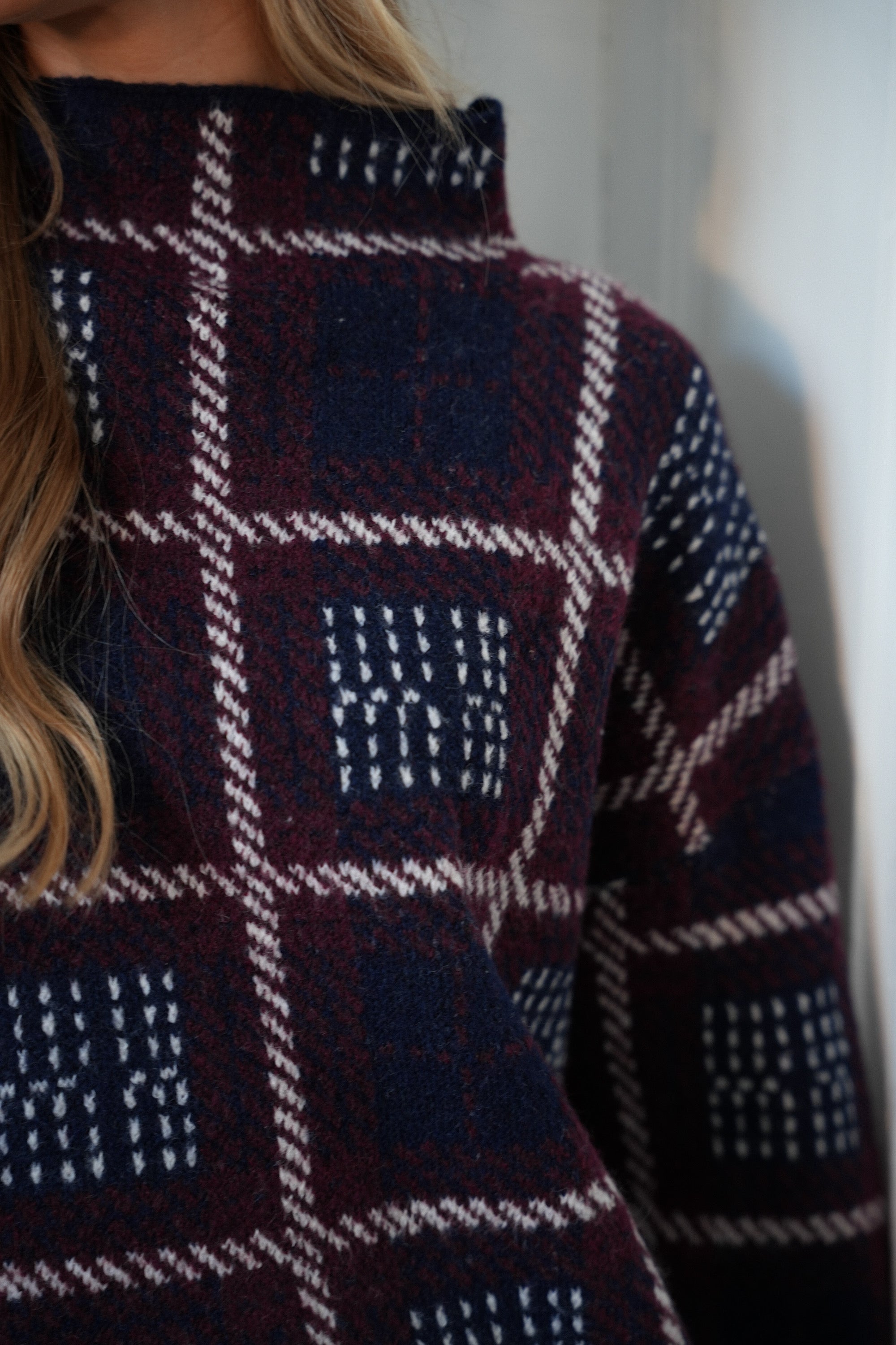 Nala marine - Pull à carreaux