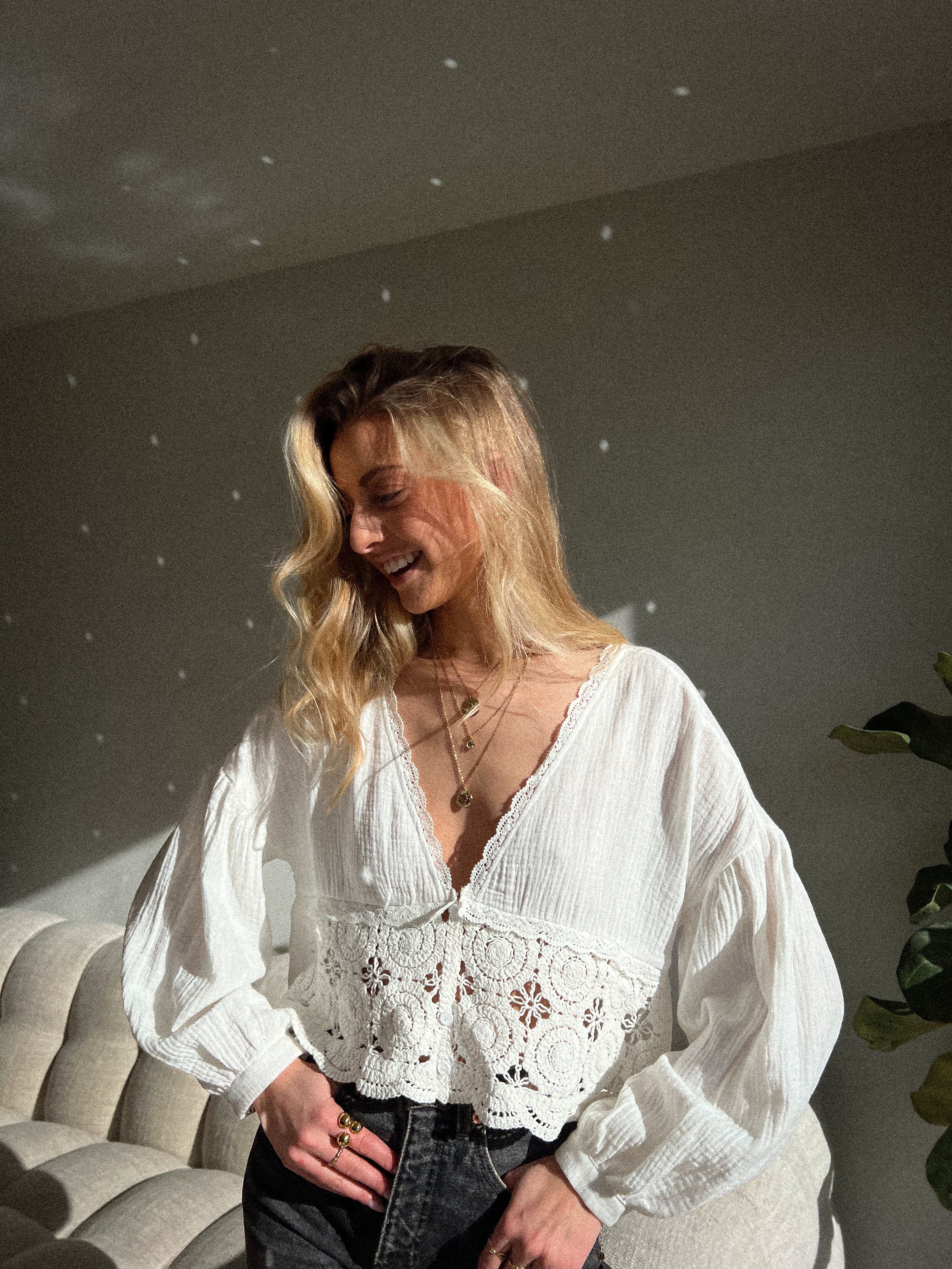 Leena blanche - Blouse gaze de coton