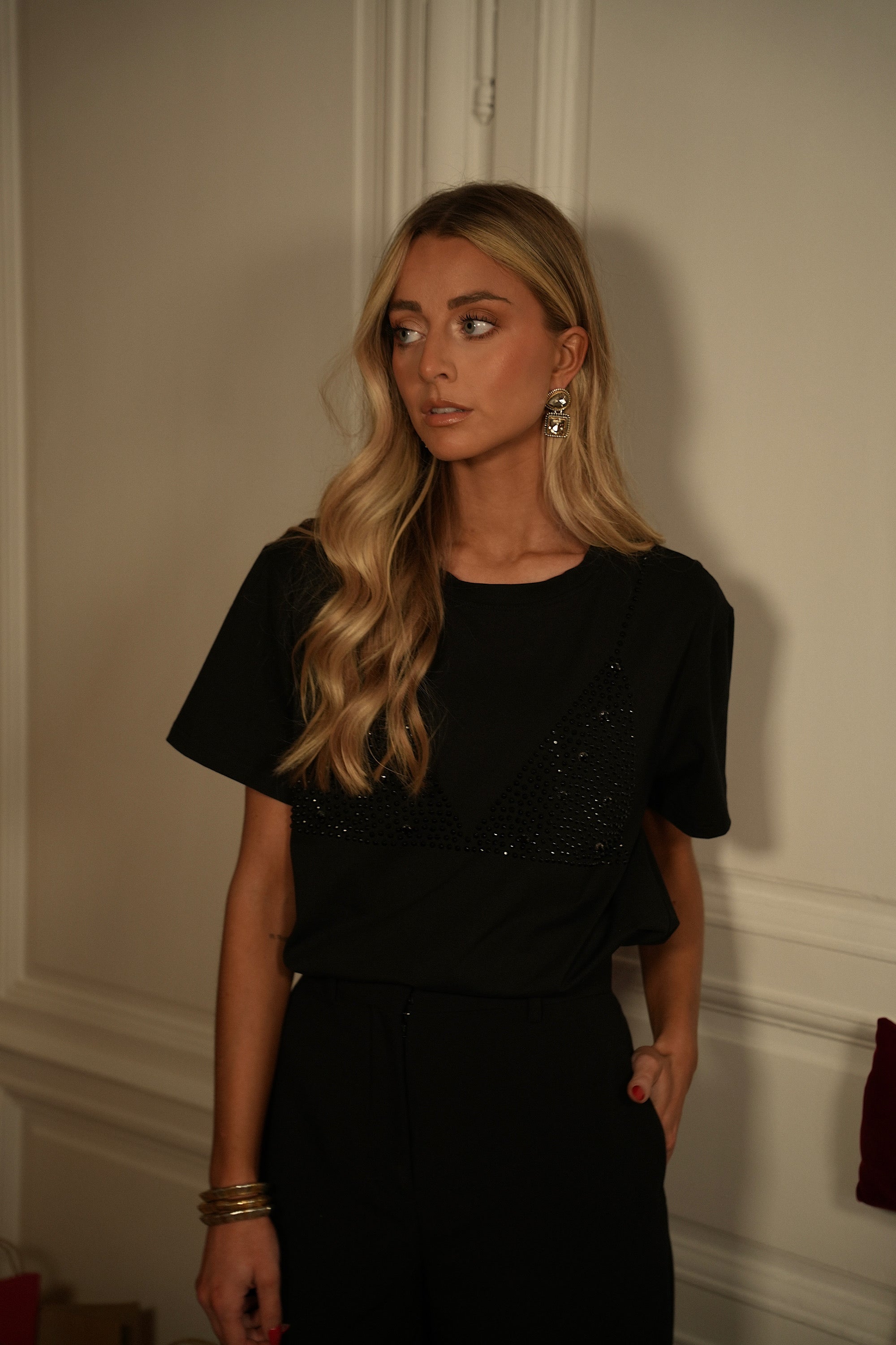 Alison noir - T-shirt strass