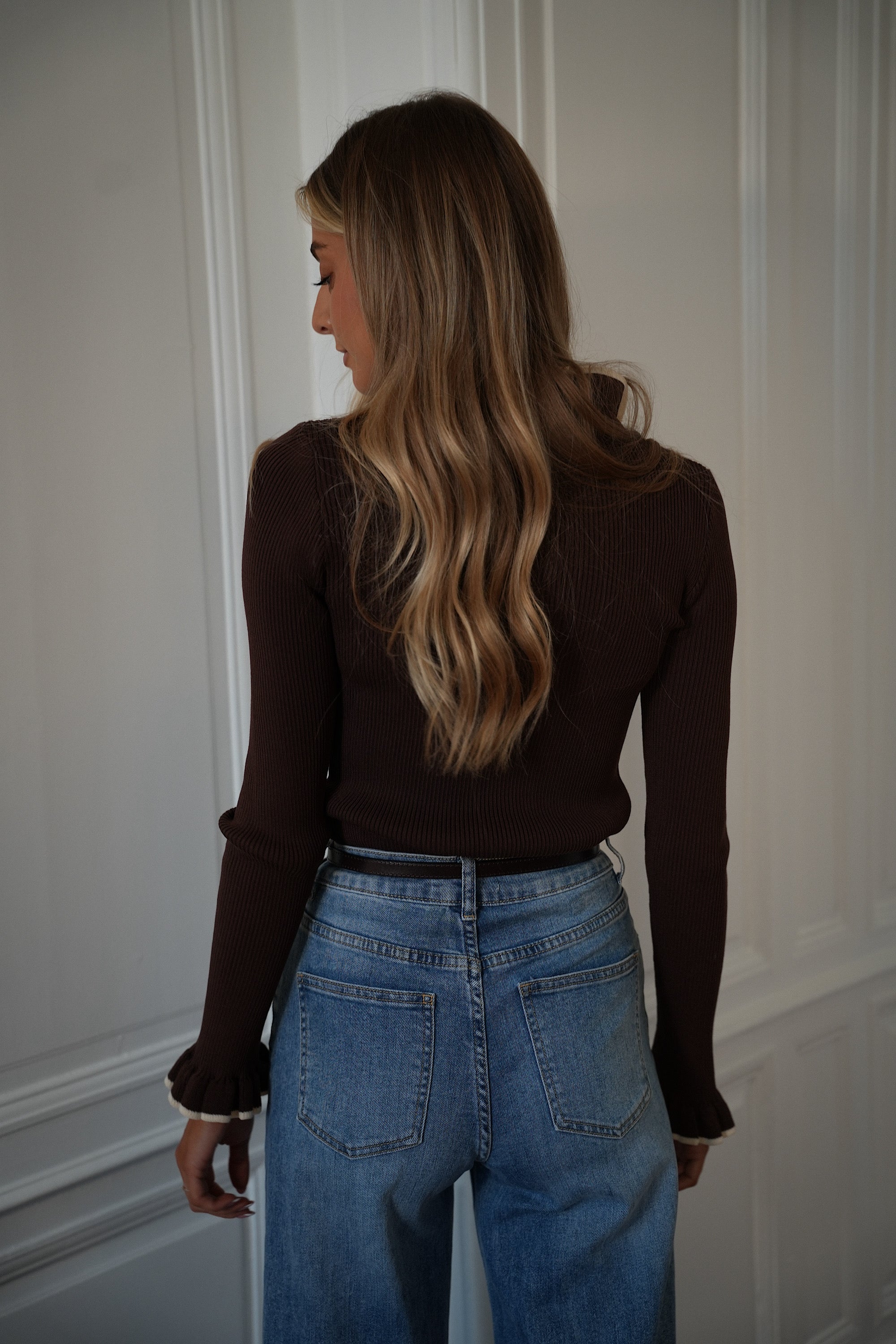 Arty chocolat - Pull boutonné