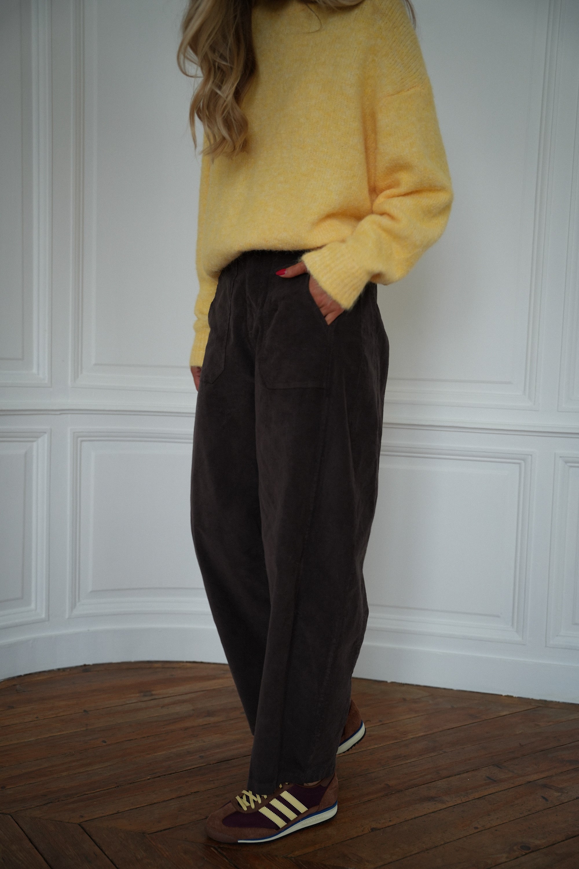 Elly chocolat - Pantalon velours