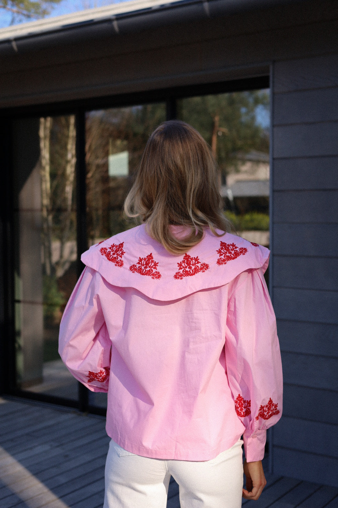 Soline rose - Blouse brodée
