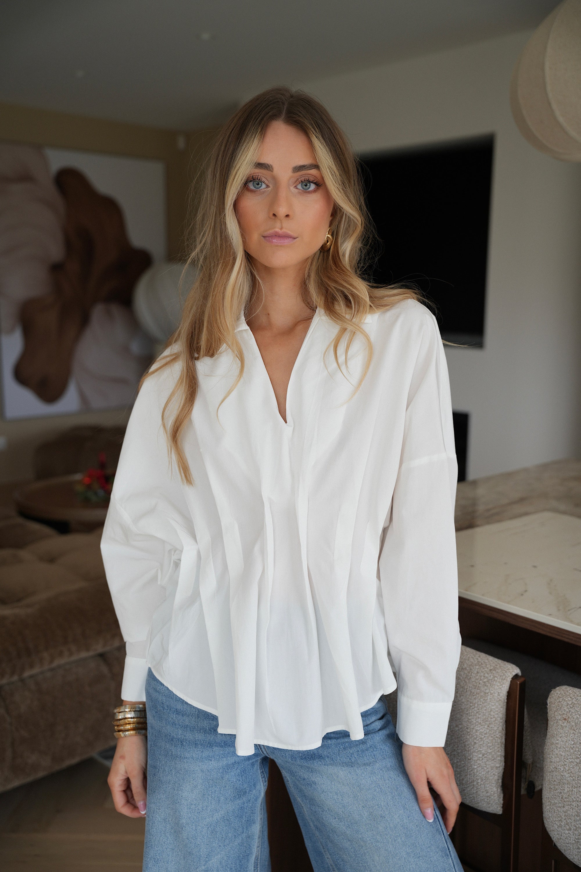 Stacy blanche - Blouse à plis