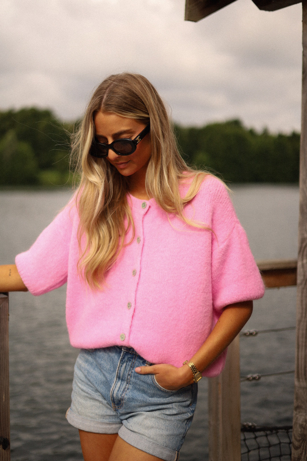 Elsa rose bébé - Gilet boutonné