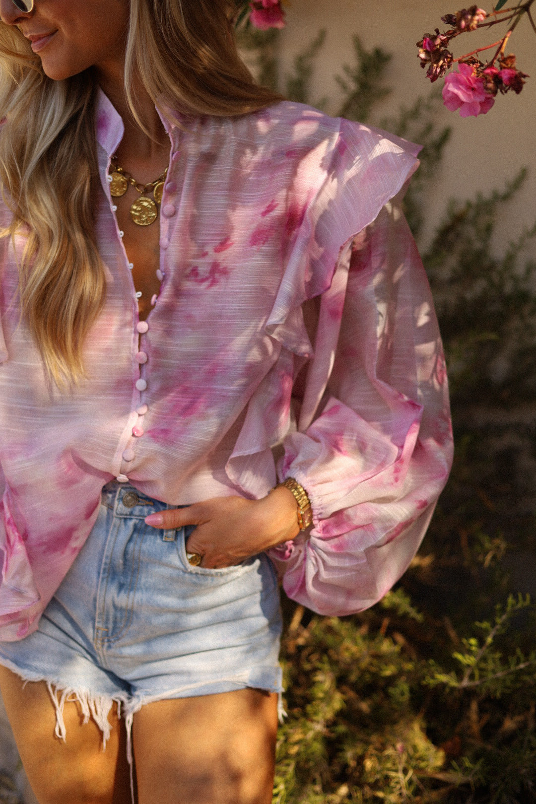 Venise rose - Blouse volantée