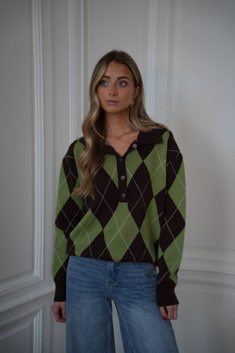 Solan vert - Pull losanges
