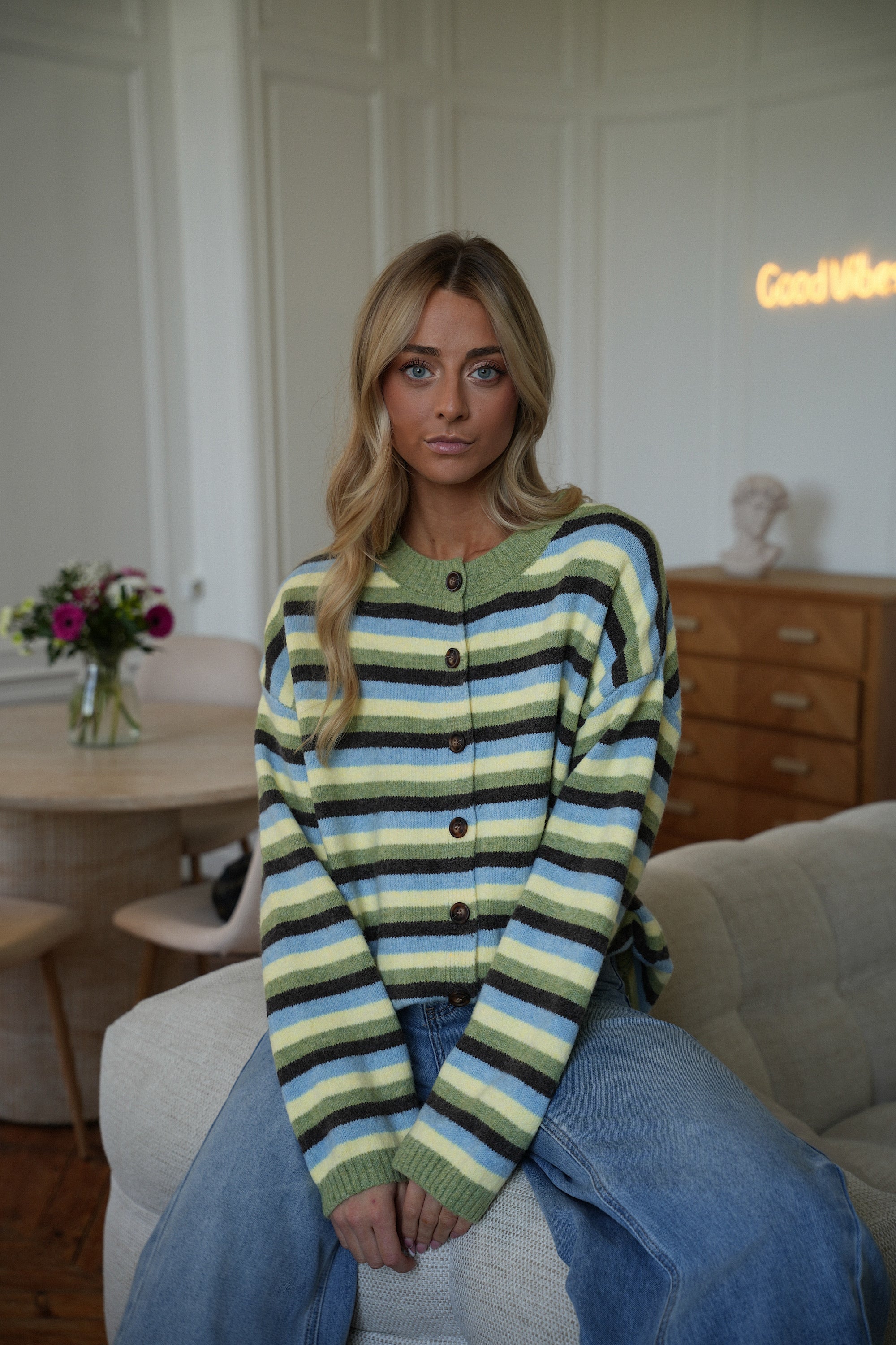 Victor vert - Gilet rayé