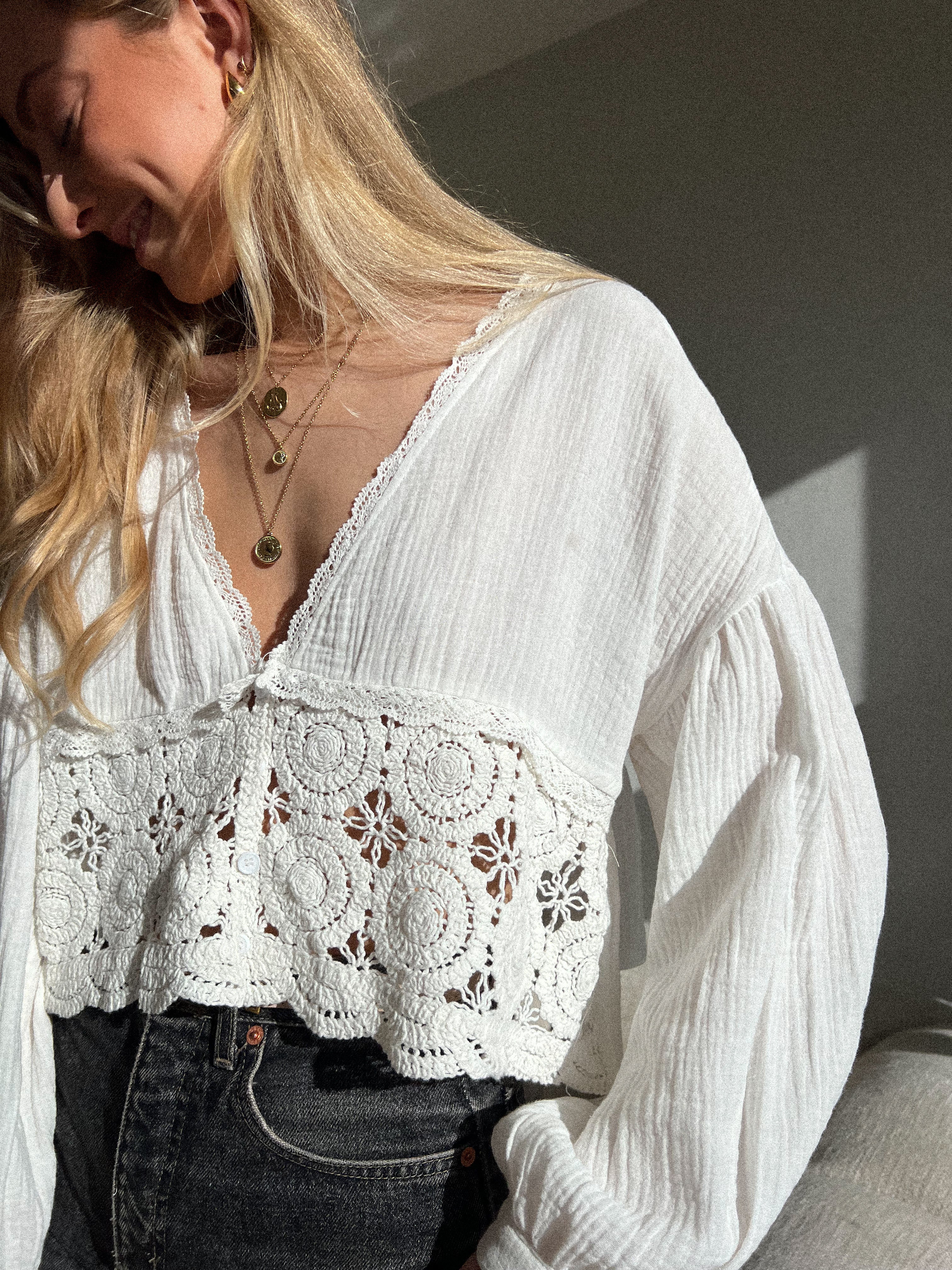 Leena blanche - Blouse gaze de coton