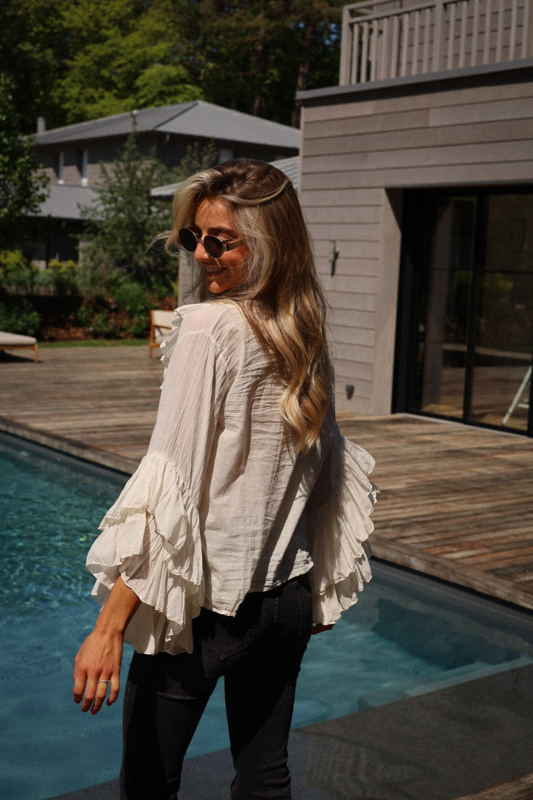 Roman écrue - Blouse volantée