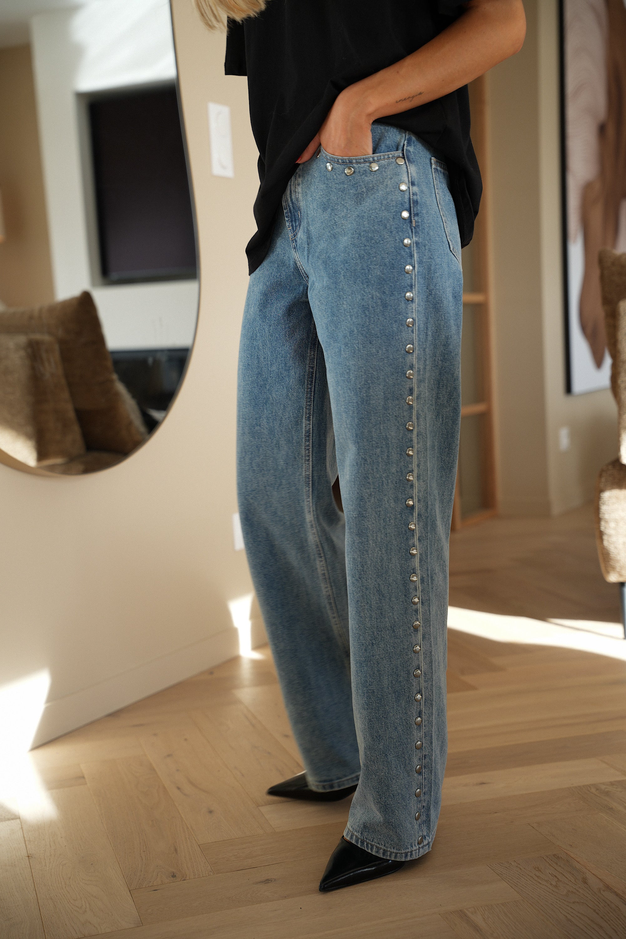 Claudio bleu - Jean clouté