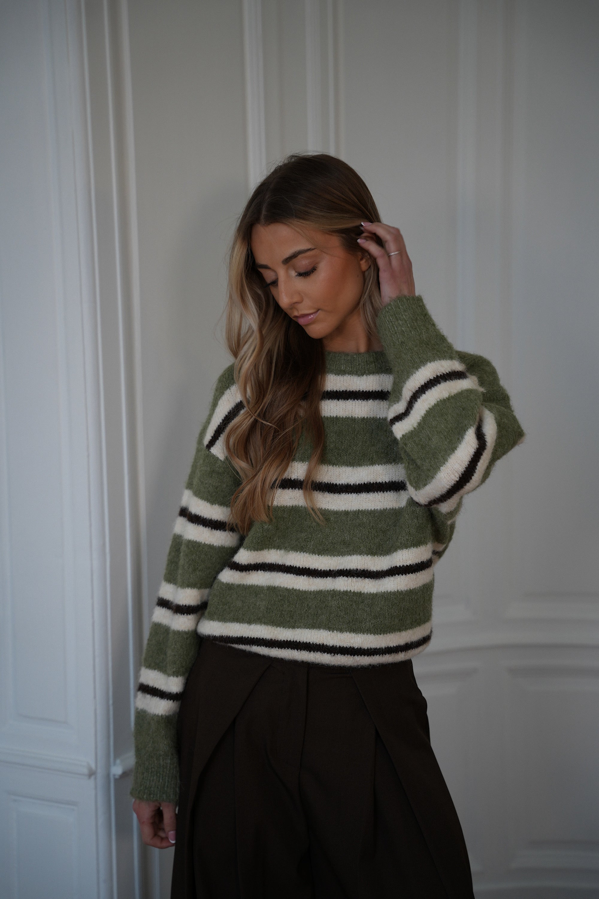 Odile vert - Pull rayé