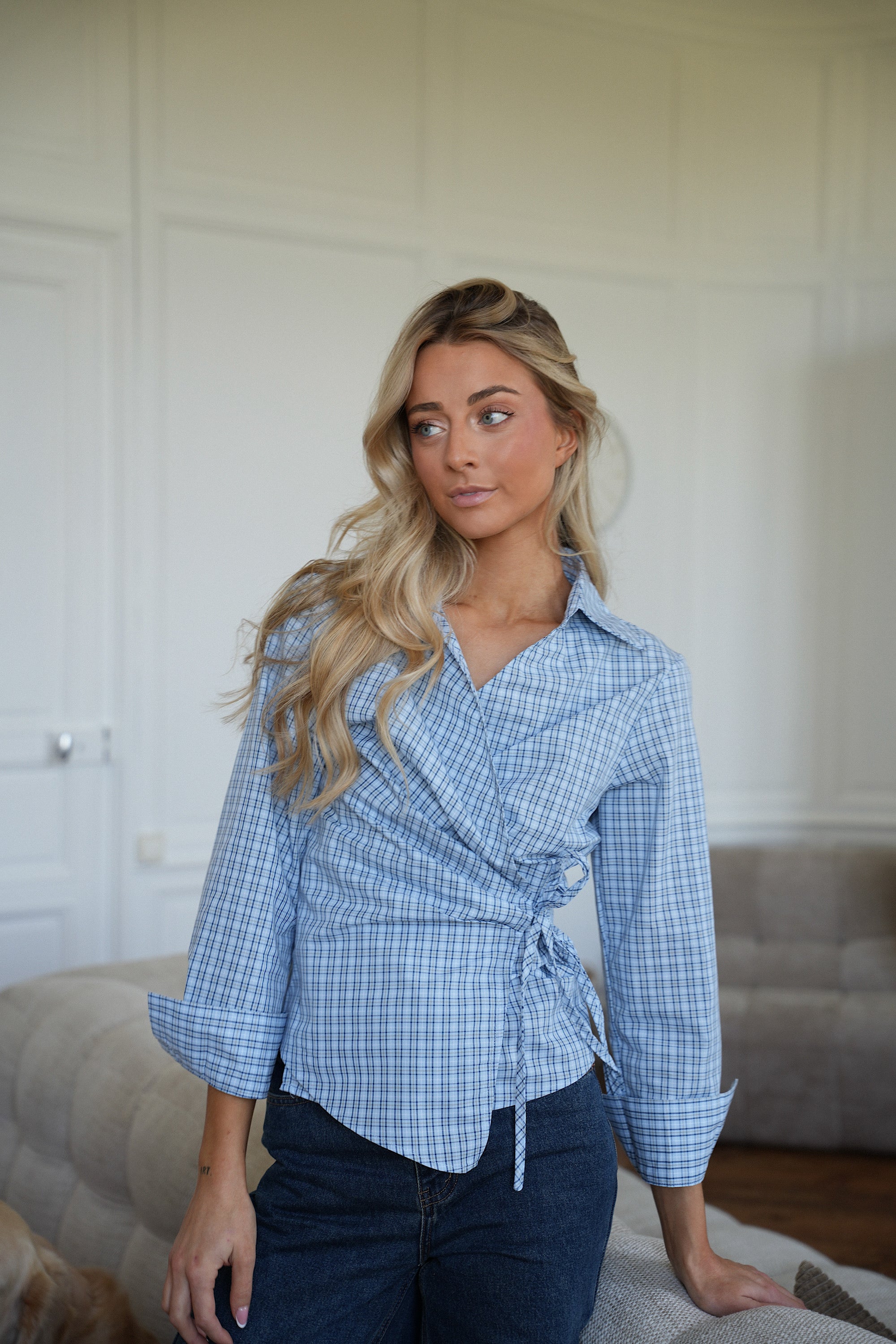 Samanta bleue - Blouse croisée