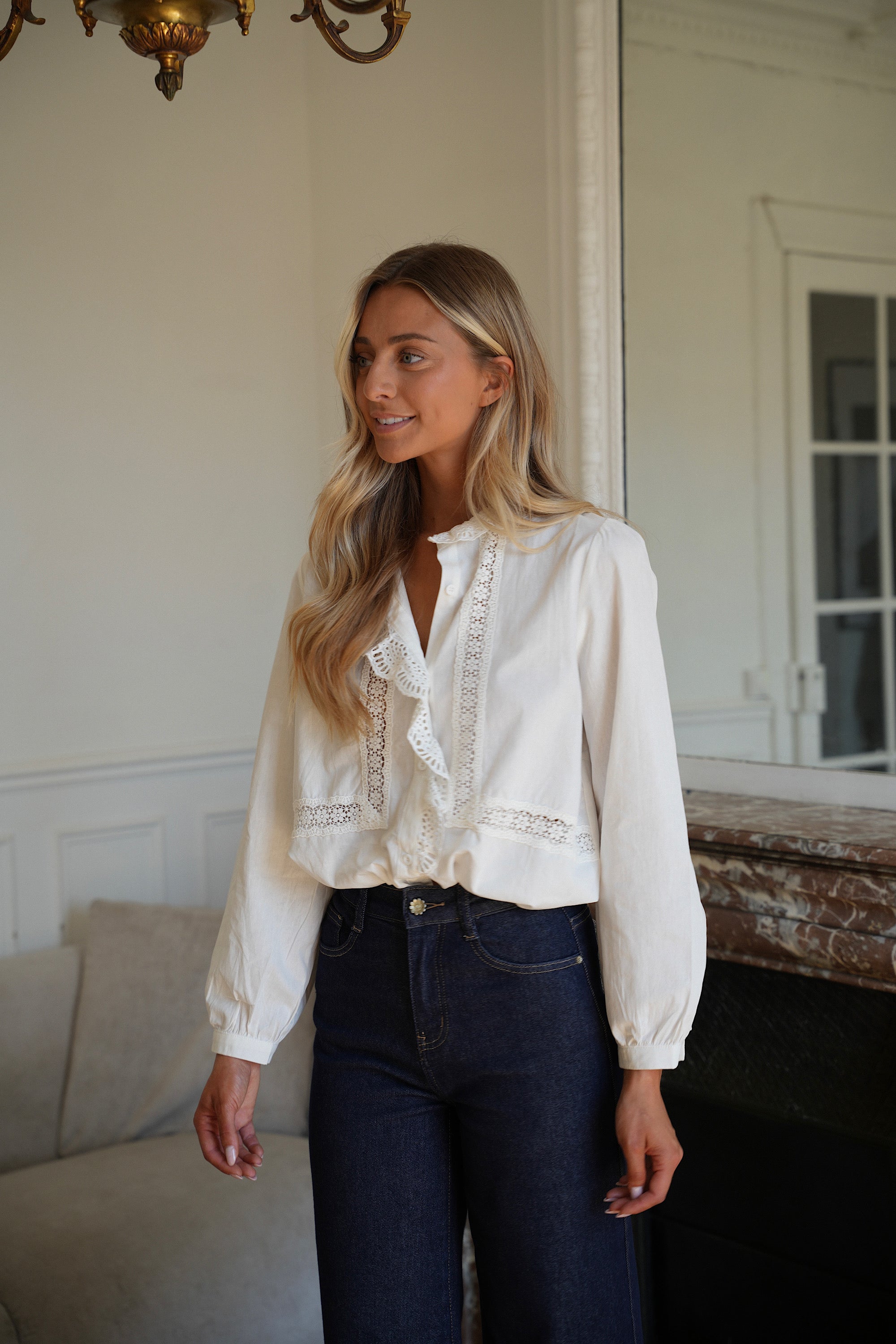 Polly blanche - Blouse brodée