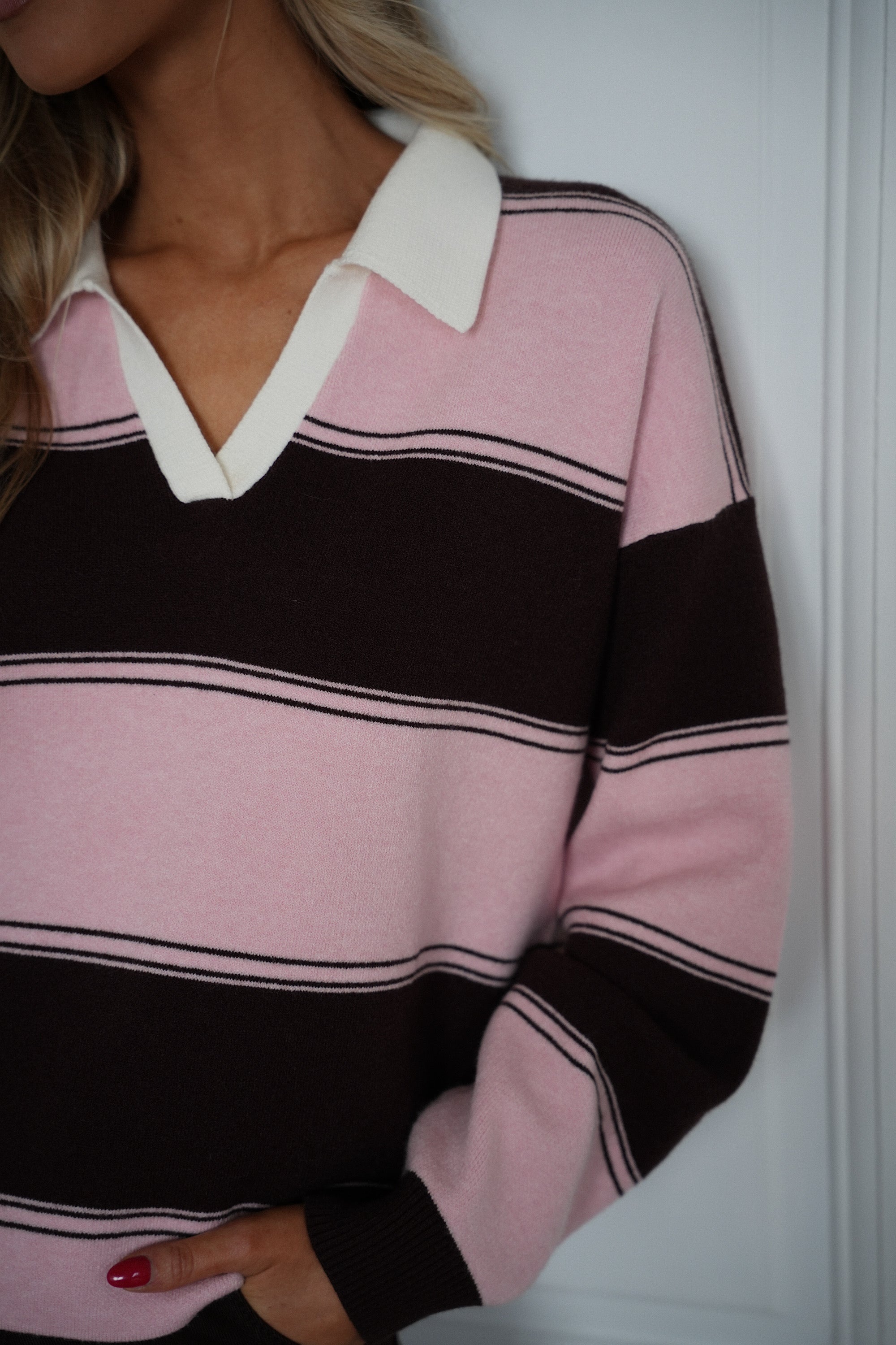 Monika chocolat/rose - Pull rayé