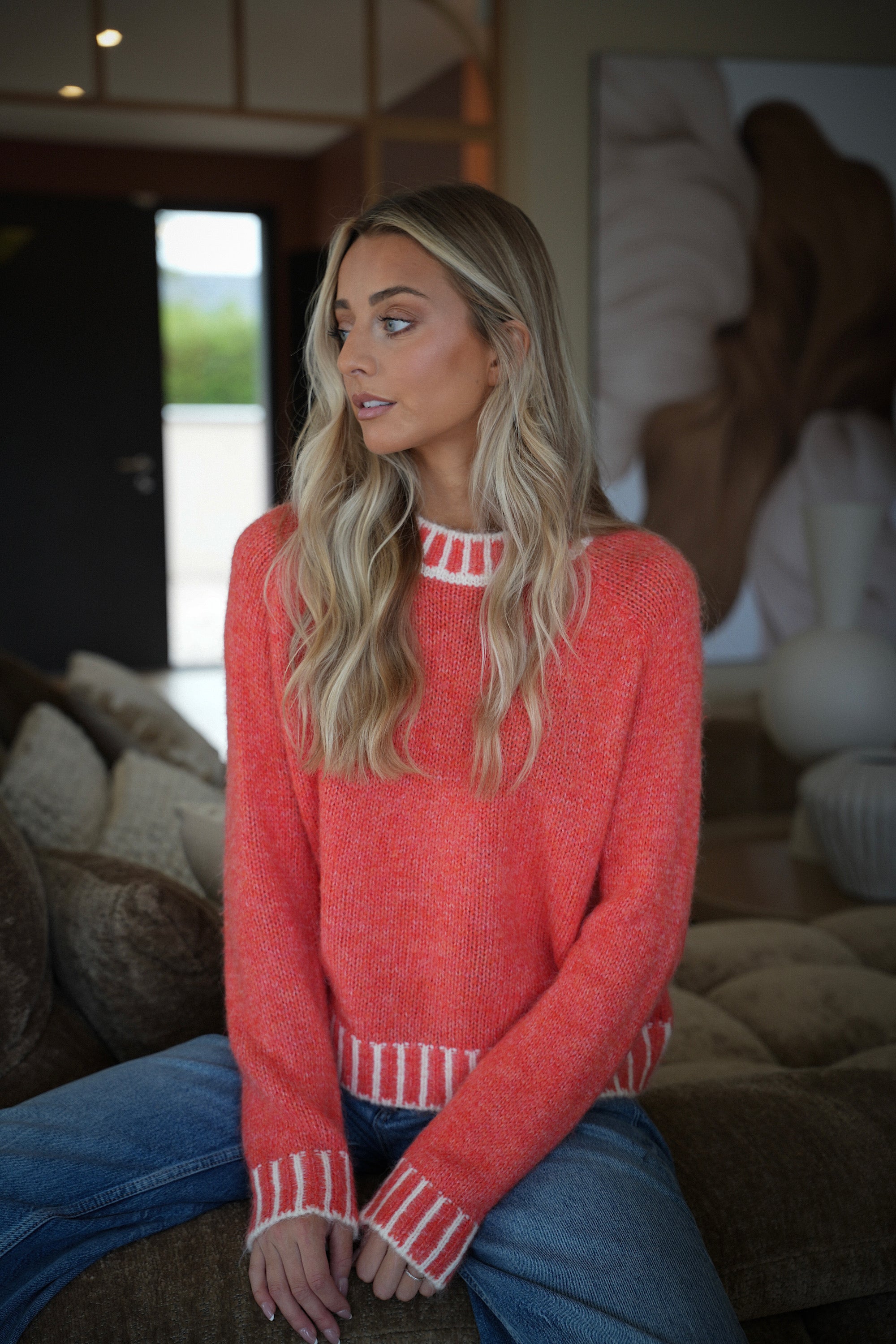 Maelys corail - Pull col rond