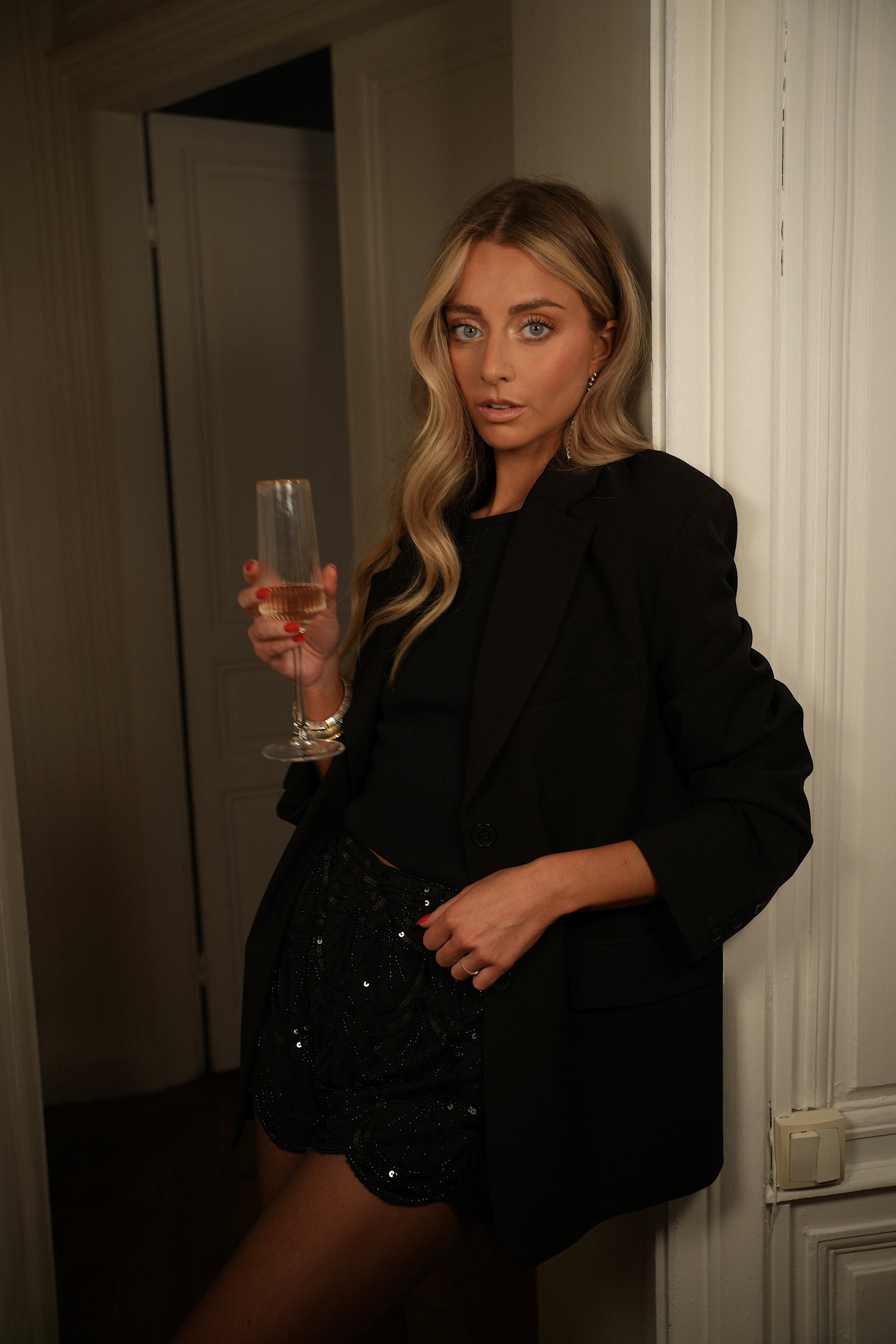 Neva noir - Short perlé