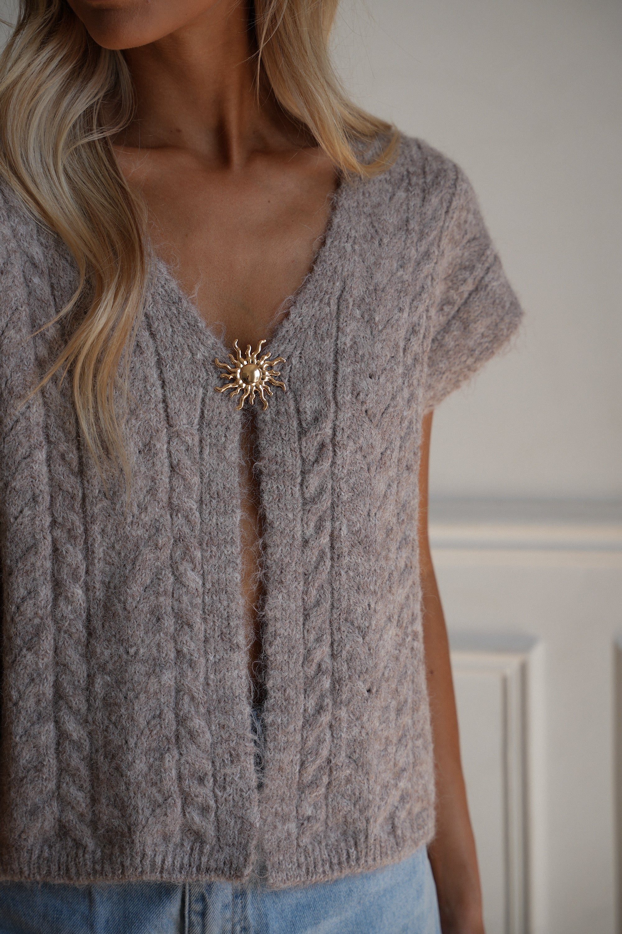 Morgane taupe - Gilet sans manches