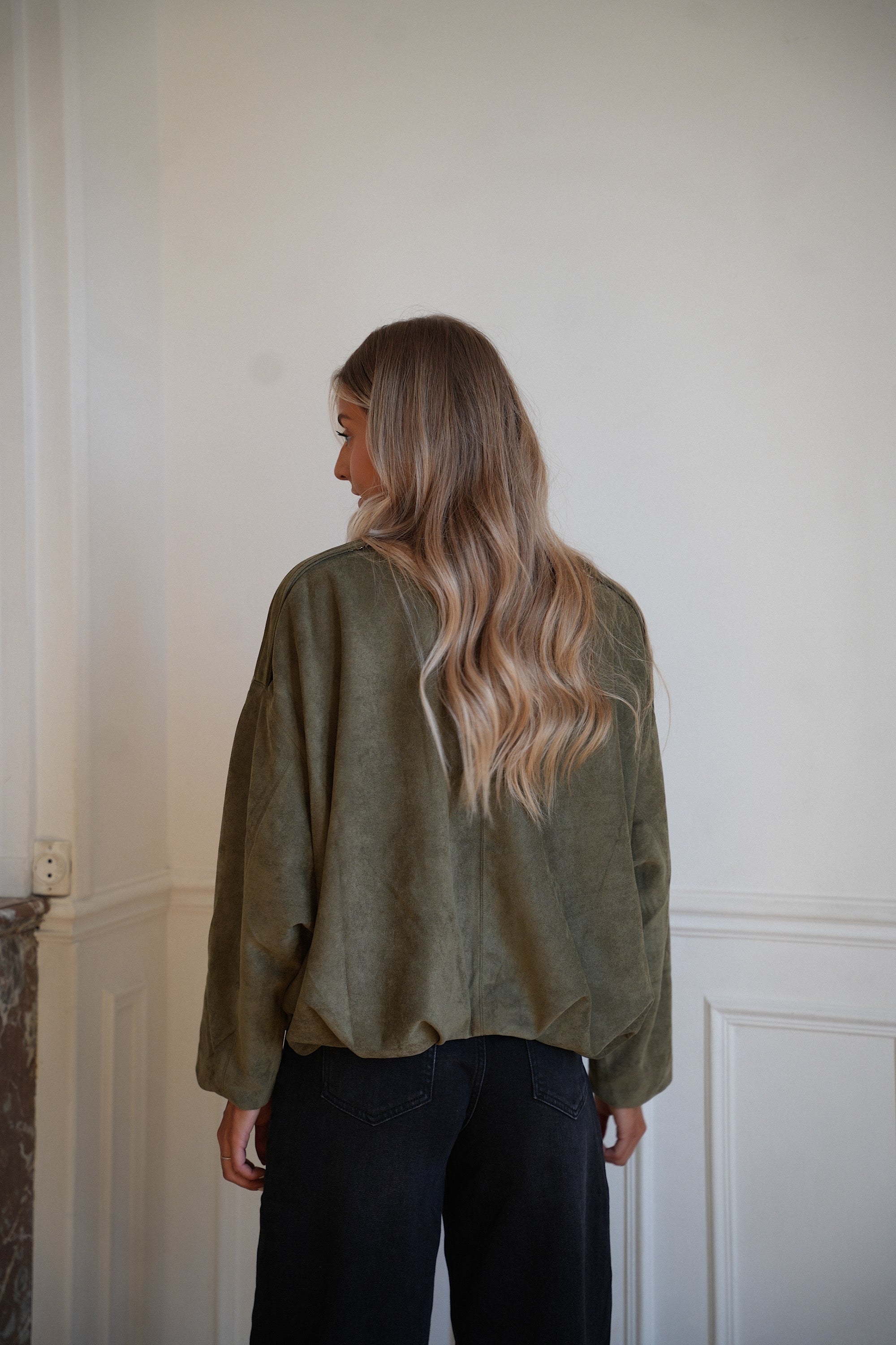 Delfine kaki - Veste suédée
